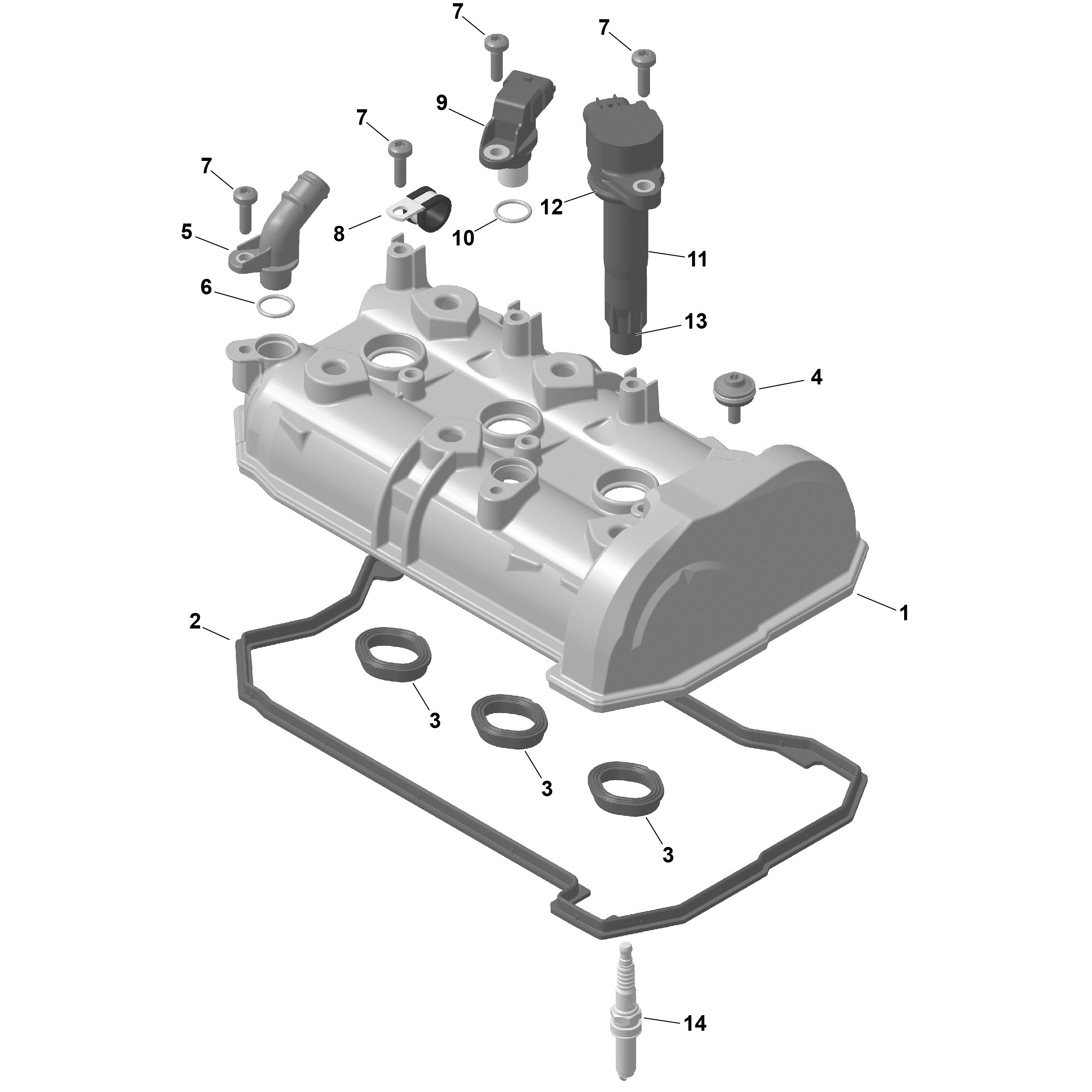 An Image of a Genuine Can-Am Parts Schematic Diagram showing the schematic - ROTAX - VALVE COVER