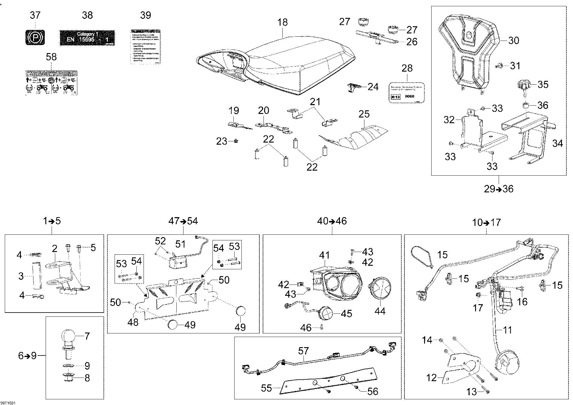 An Image of a Genuine Can-Am Parts Schematic Diagram showing the schematic - T3 PARTS (L PRO MODELS)