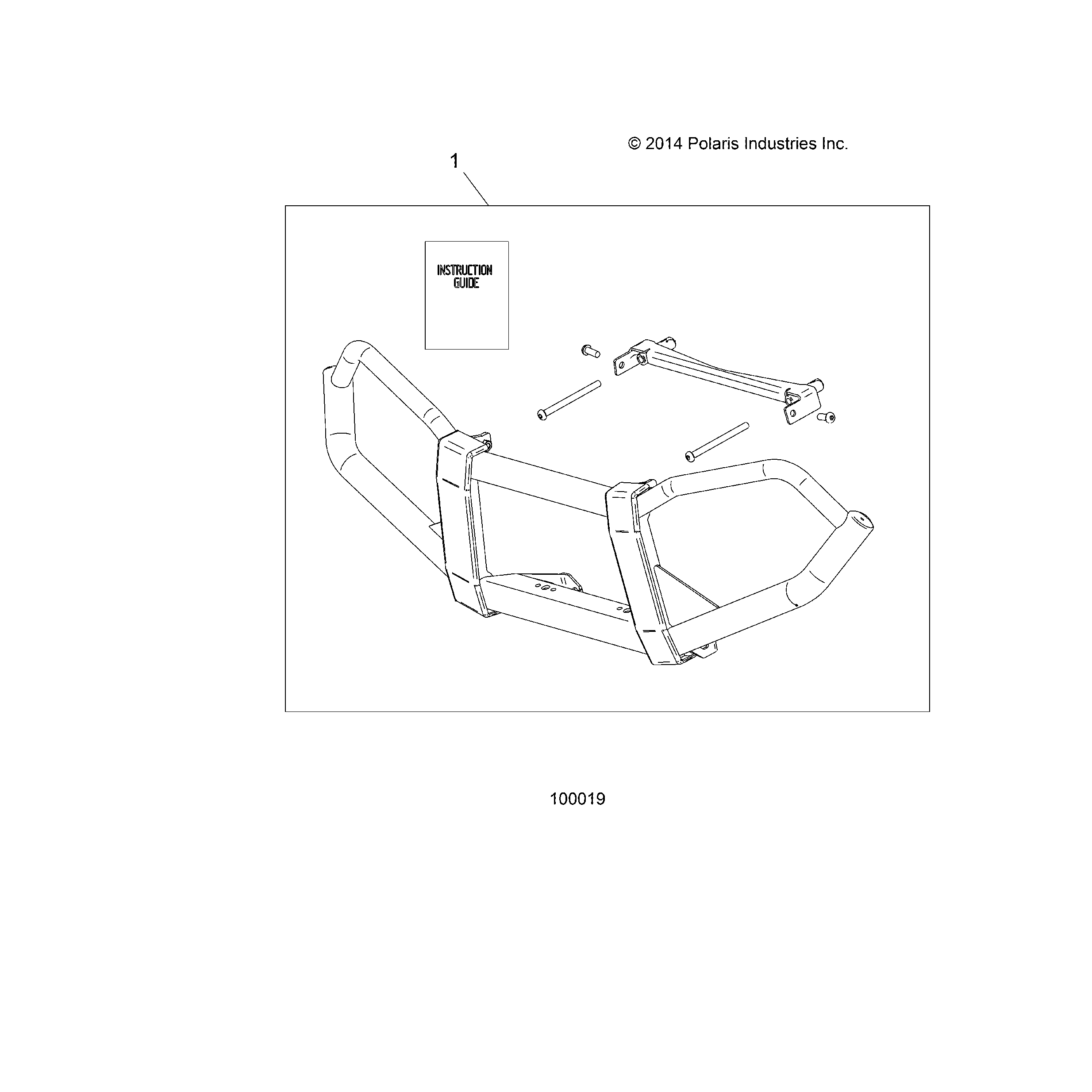 An Image of a Genuine Polaris Parts Schematic Diagram showing the schematic - BODY: FRONT BRUSHGUARD - 2016 POLARIS SPORTSMAN XP 1000