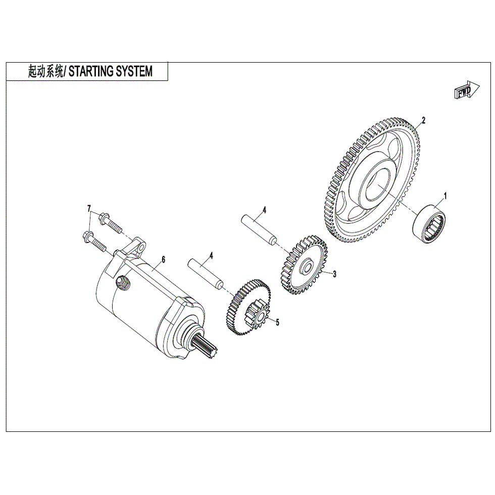 An Image of a Genuine CFMOTO Parts Schematic Diagram showing the schematic - STARTING SYSTEM - 2022 CFMOTO ZFORCE 800 EX
