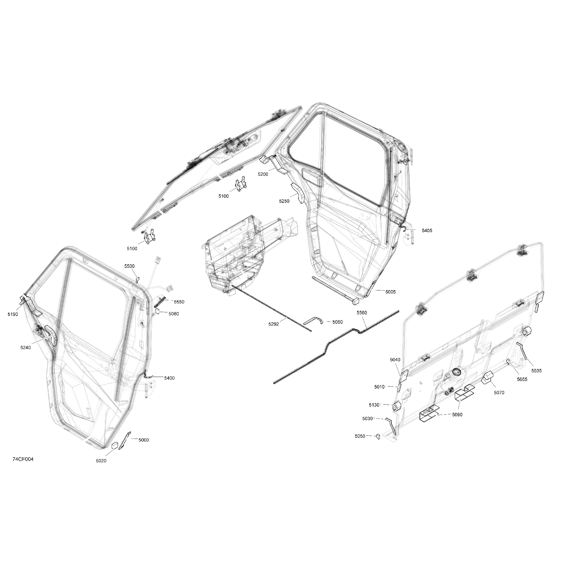 An Image of a Genuine Can-Am Parts Schematic Diagram showing the schematic - ENCLOSURE CAB - INSULATIONS