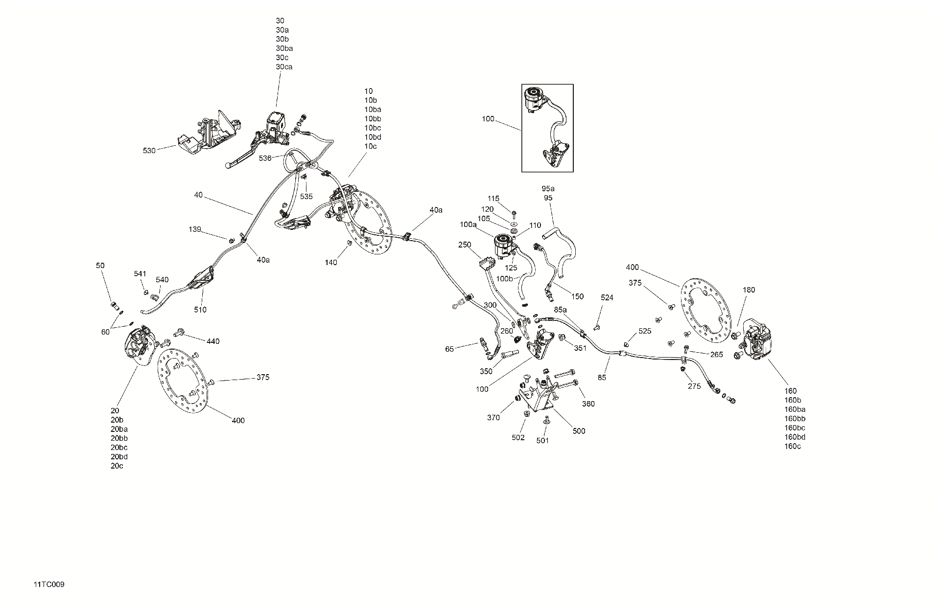 An Image of a Genuine Can-Am Parts Schematic Diagram showing the schematic - MECHANIC - BRAKE SYSTEM