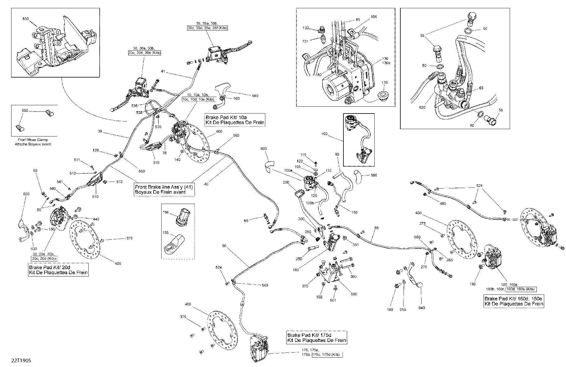 An Image of a Genuine Can-Am Parts Schematic Diagram showing the schematic - BRAKES - 1000R EFI