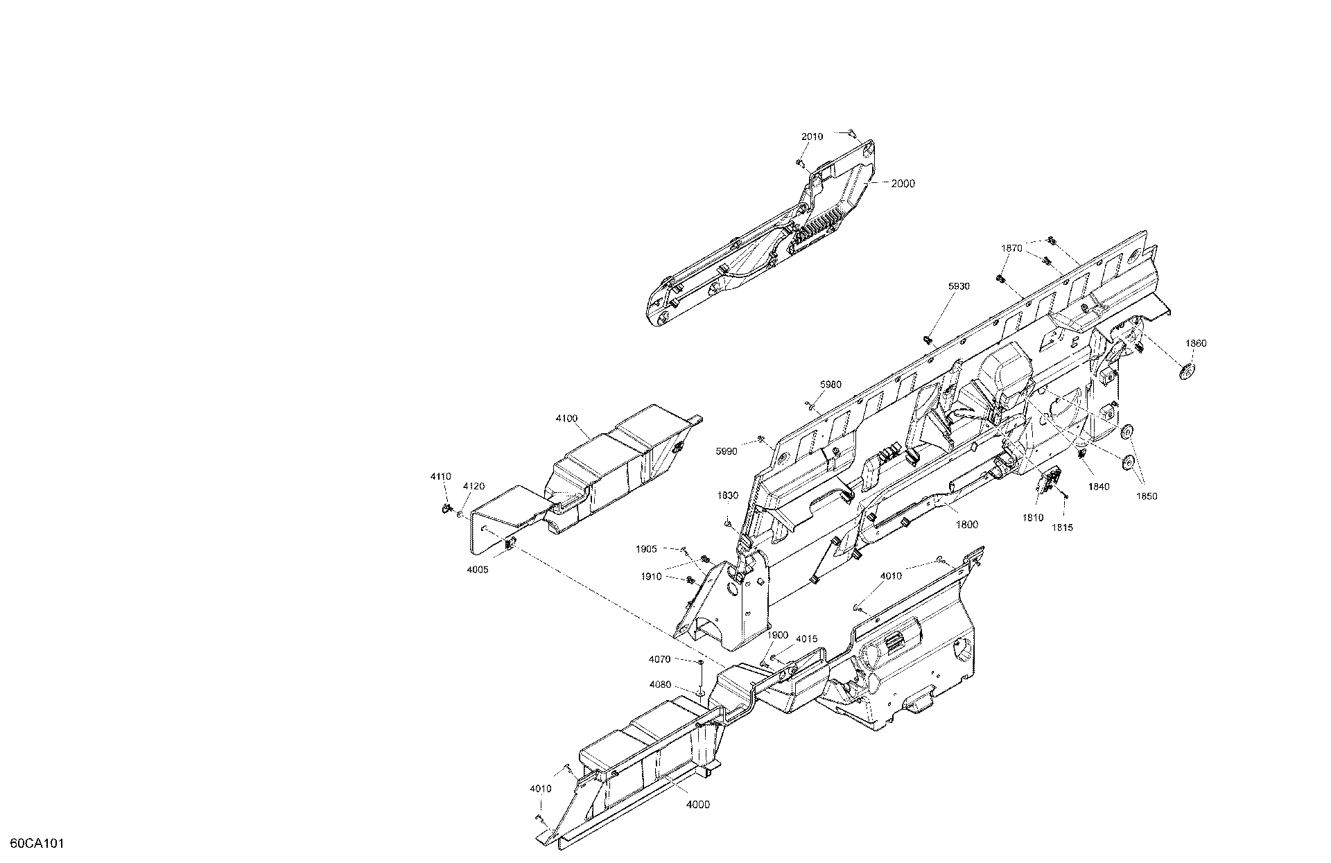 An Image of a Genuine Can-Am Parts Schematic Diagram showing the schematic - CAB INTERIOR - BACK WALL - DPS
