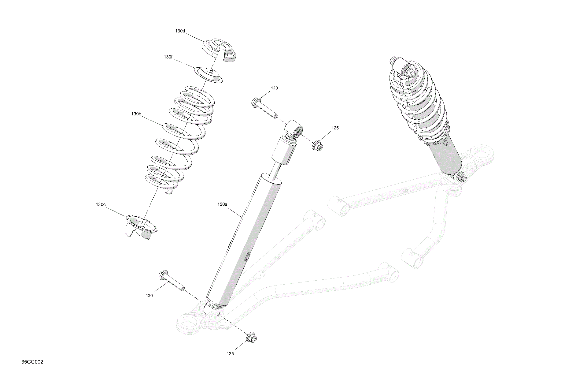 An Image of a Genuine Can-Am Parts Schematic Diagram showing the schematic - SUSPENSION - FRONT SHOCKS
