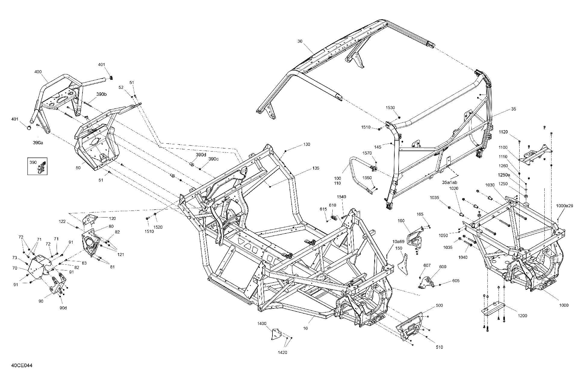 An Image of a Genuine Can-Am Parts Schematic Diagram showing the schematic - FRAME - SYSTEM