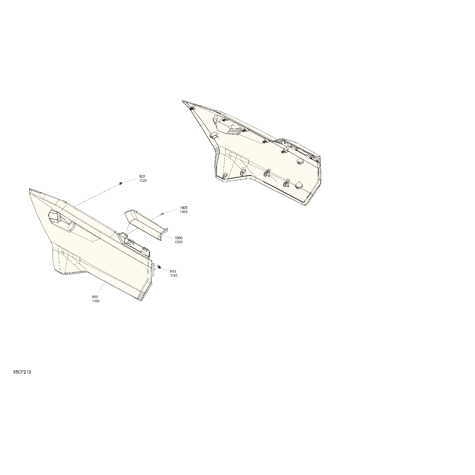 An Image of a Genuine Can-Am Parts Schematic Diagram showing the schematic - BODY - SIDE PANELS