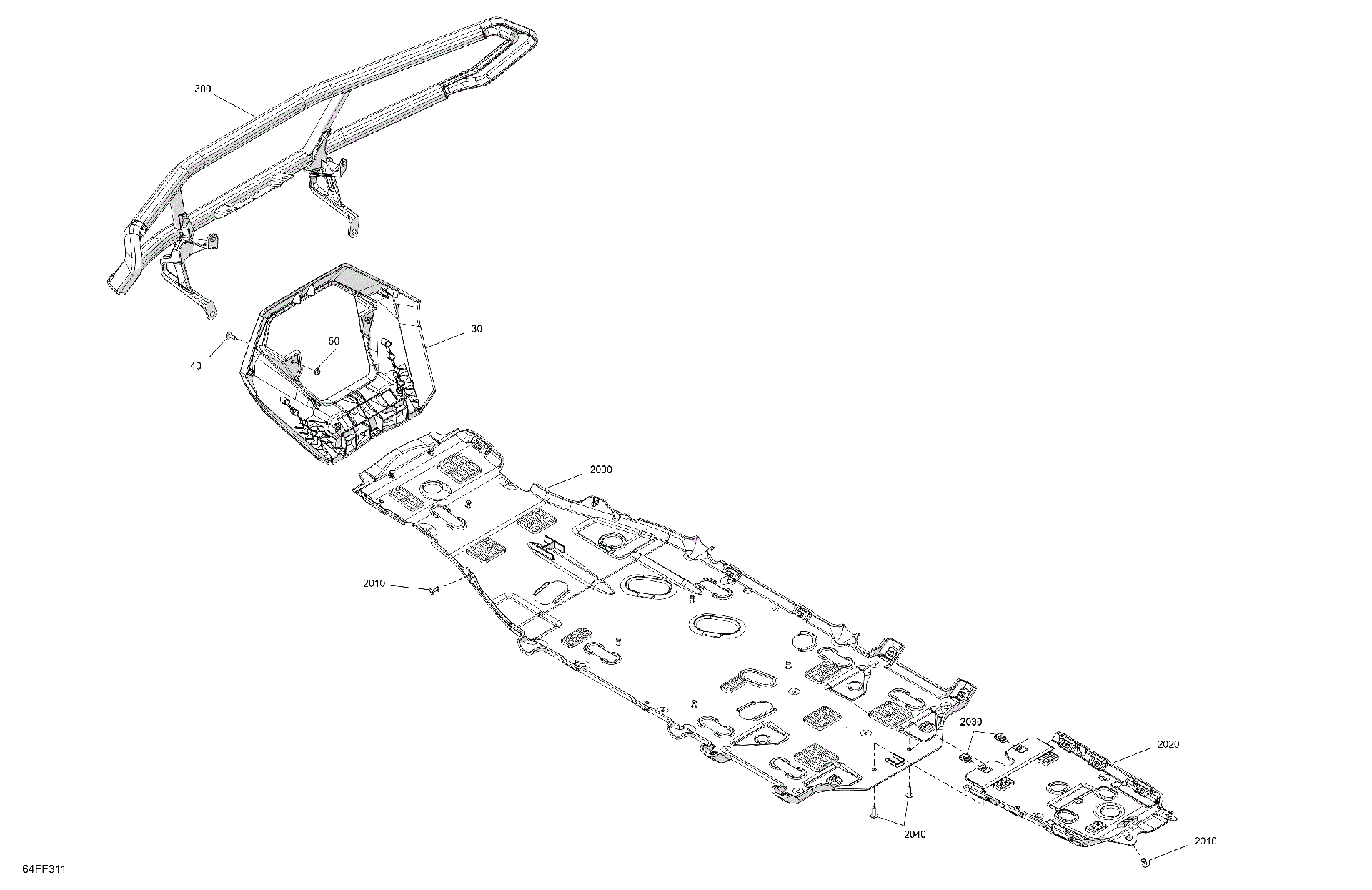 An Image of a Genuine Can-Am Parts Schematic Diagram showing the schematic - BODY - SKID PLATE AND BUMPER