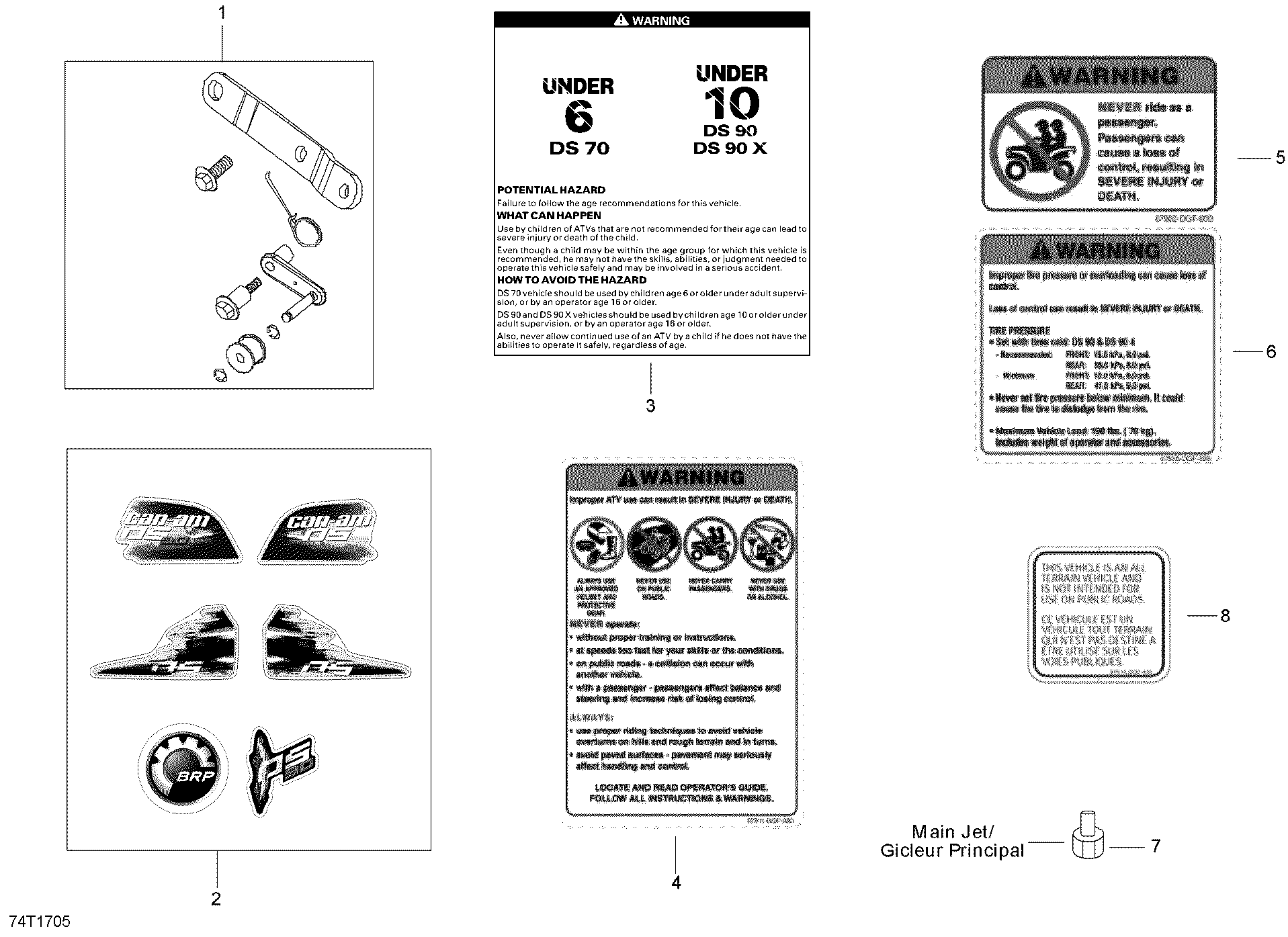 An Image of a Genuine Can-Am Parts Schematic Diagram showing the schematic - ACCESSORIES AND DECALS