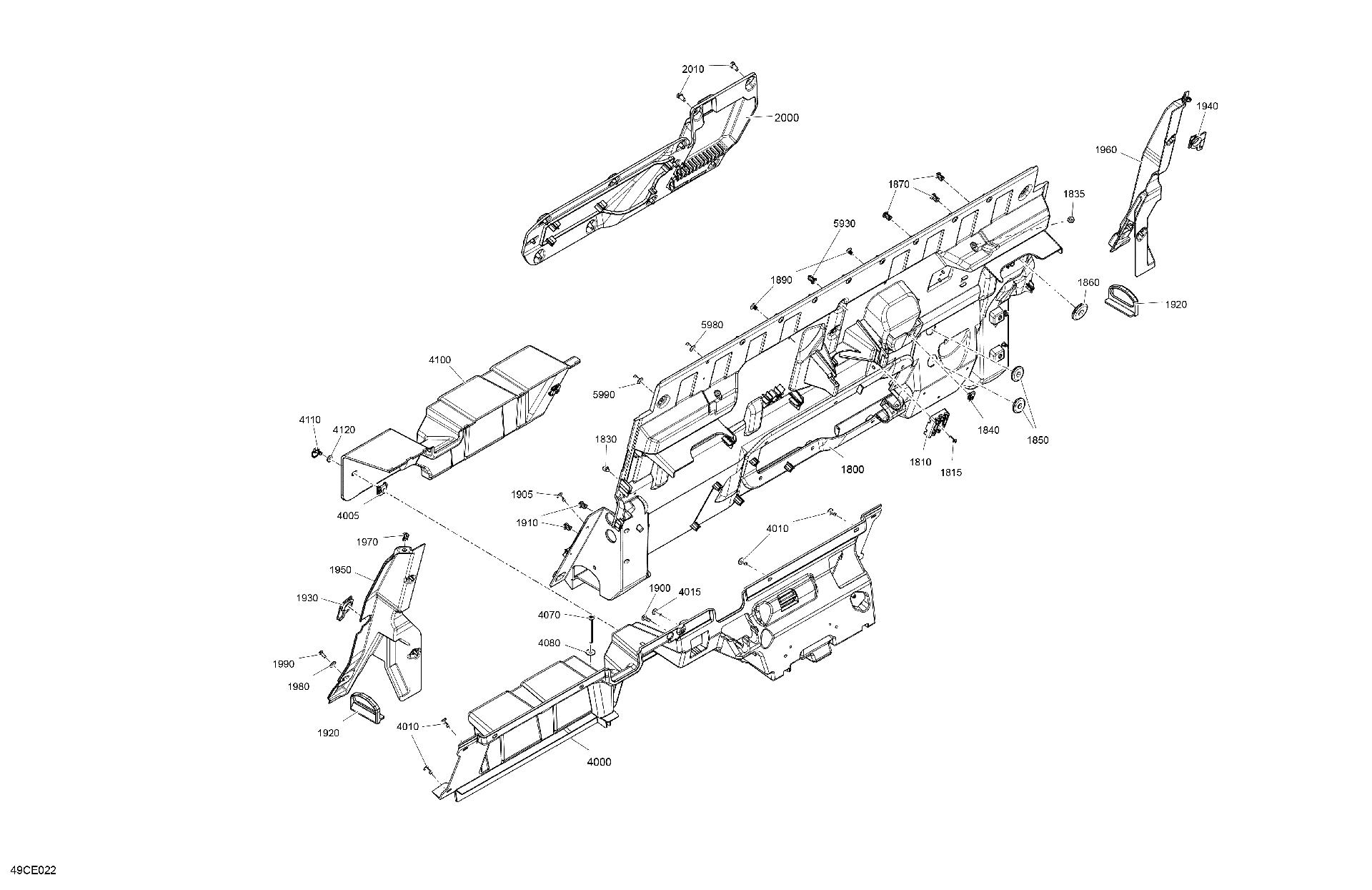 An Image of a Genuine Can-Am Parts Schematic Diagram showing the schematic - CAB INTERIOR - BACK WALL