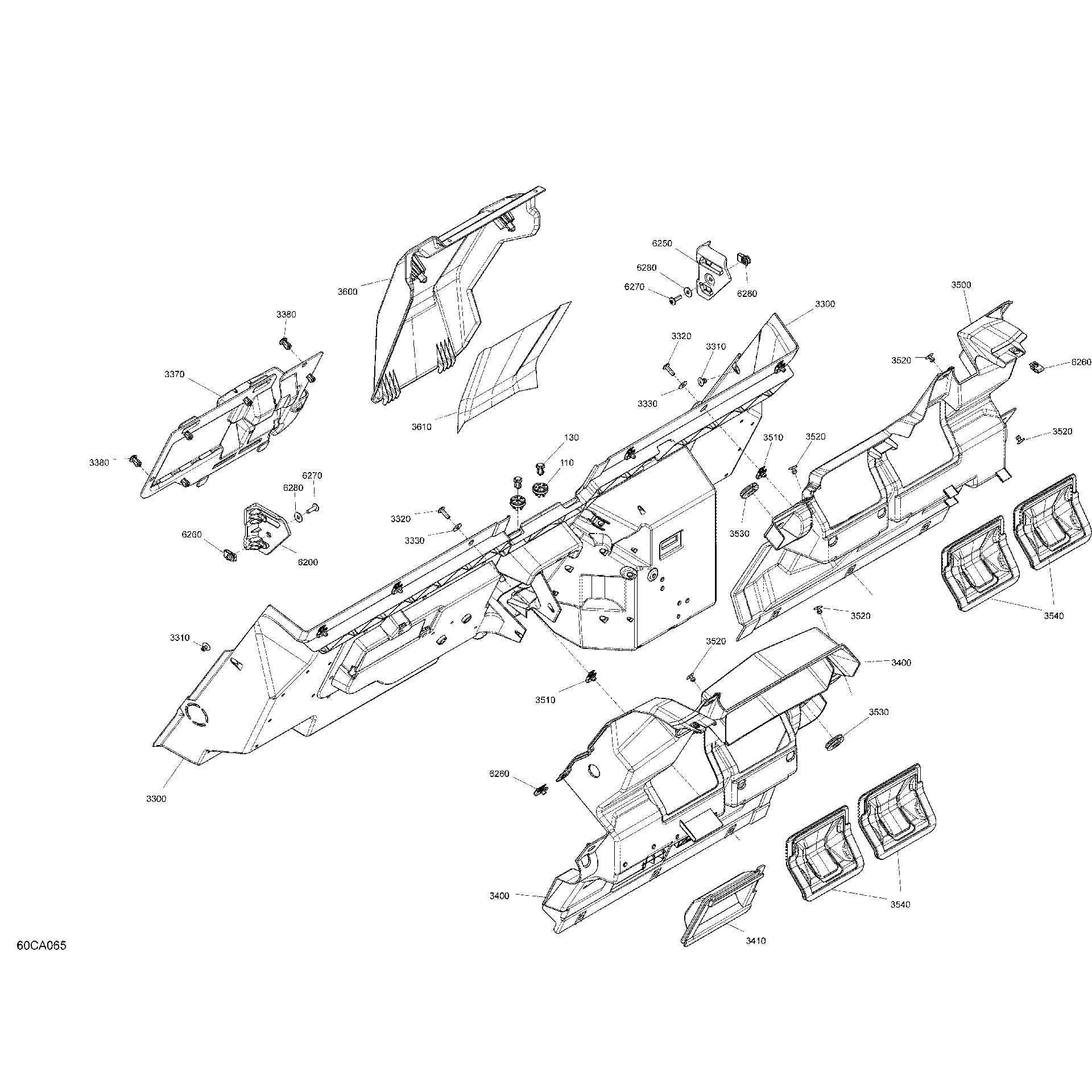 An Image of a Genuine Can-Am Parts Schematic Diagram showing the schematic - BODY - CAB INTERIOR - BACK WALL