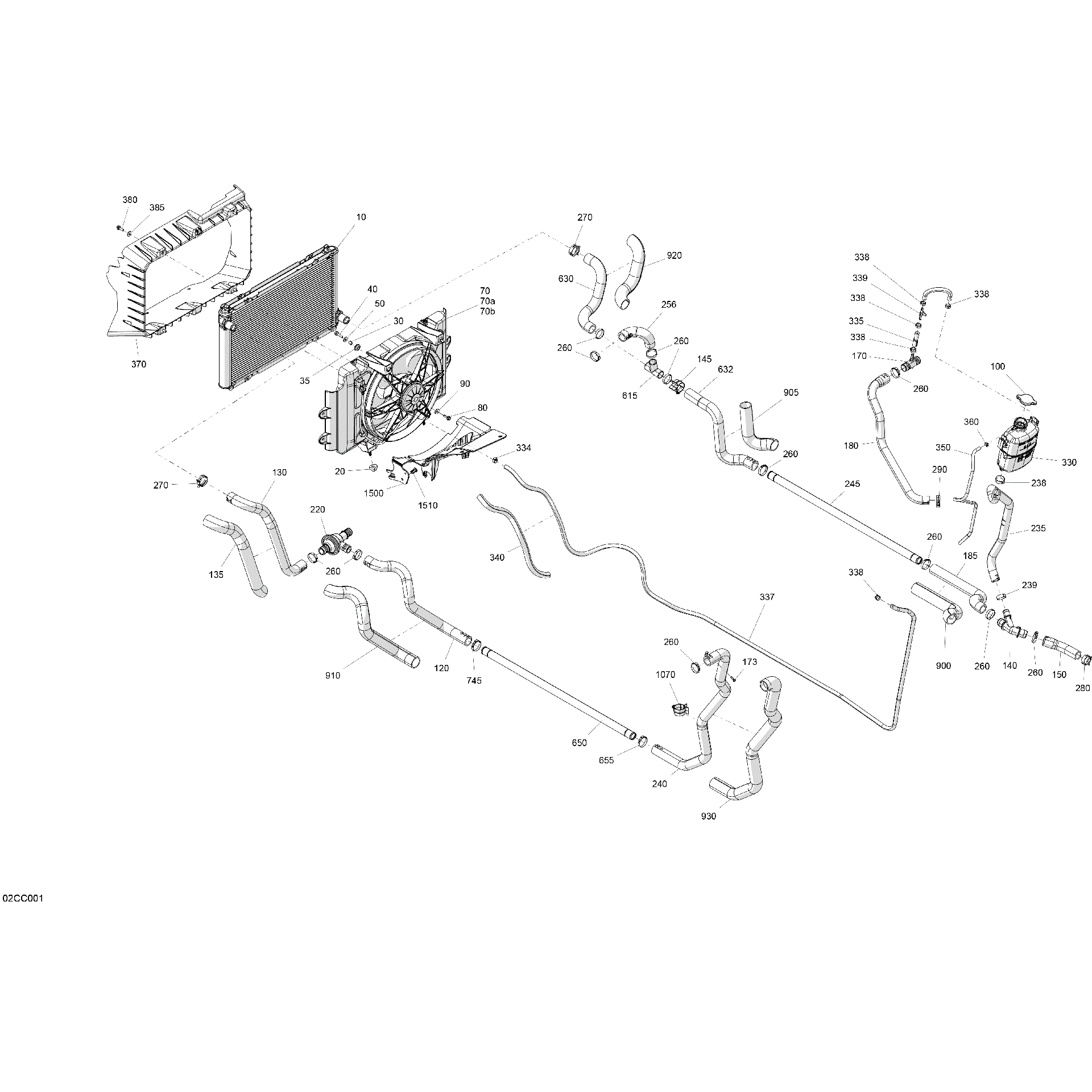 An Image of a Genuine Can-Am Parts Schematic Diagram showing the schematic - ENGINE - COOLING