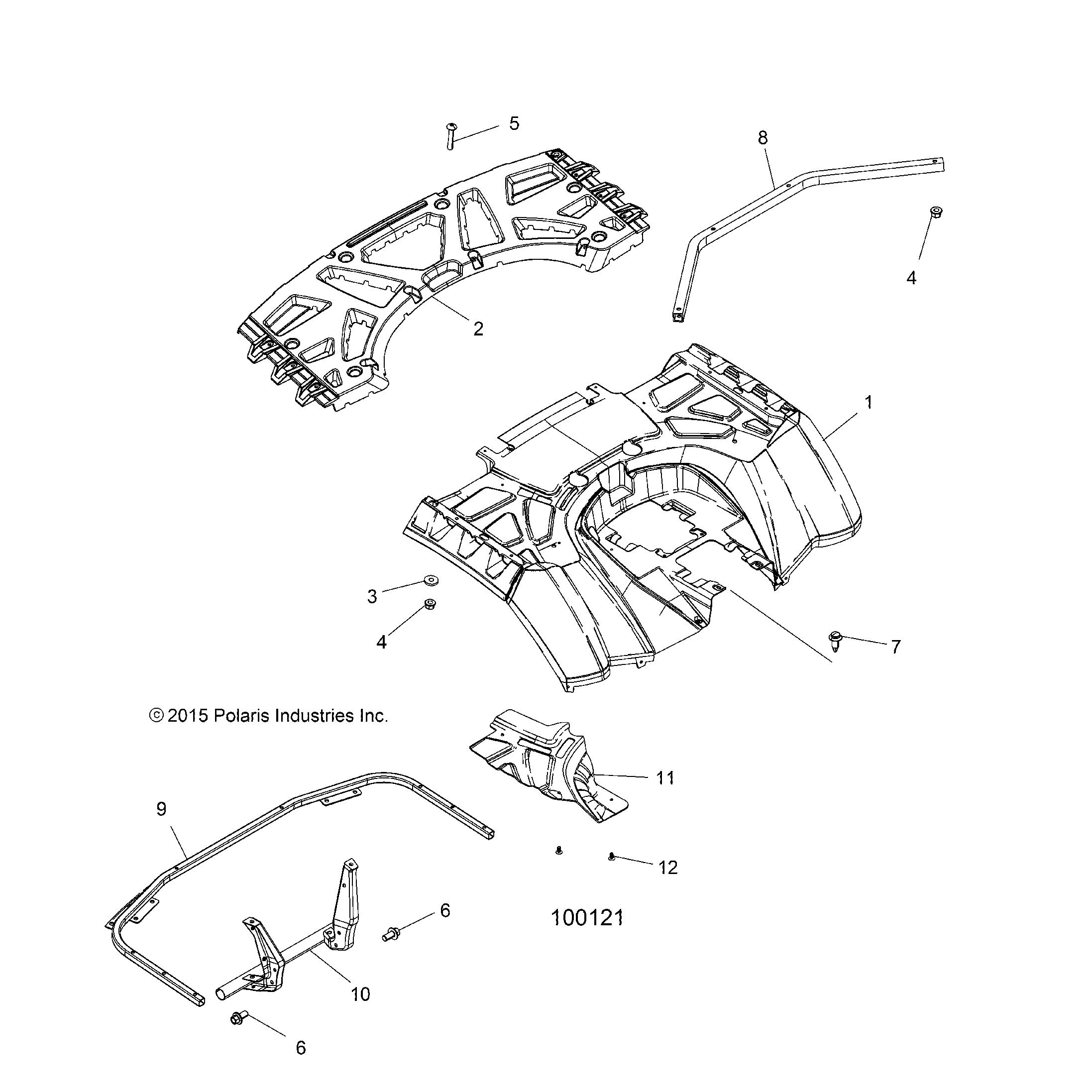 An Image of a Genuine Polaris Parts Schematic Diagram showing the schematic - BODY: REAR CAB and REAR RACK - 2016 POLARIS SPORTSMAN 850 HIGH LIFTER