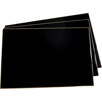 Three FX Universal Background Black sheets (12 x 18) by Factory Effex, glossy and stacked slightly askew on a white background.