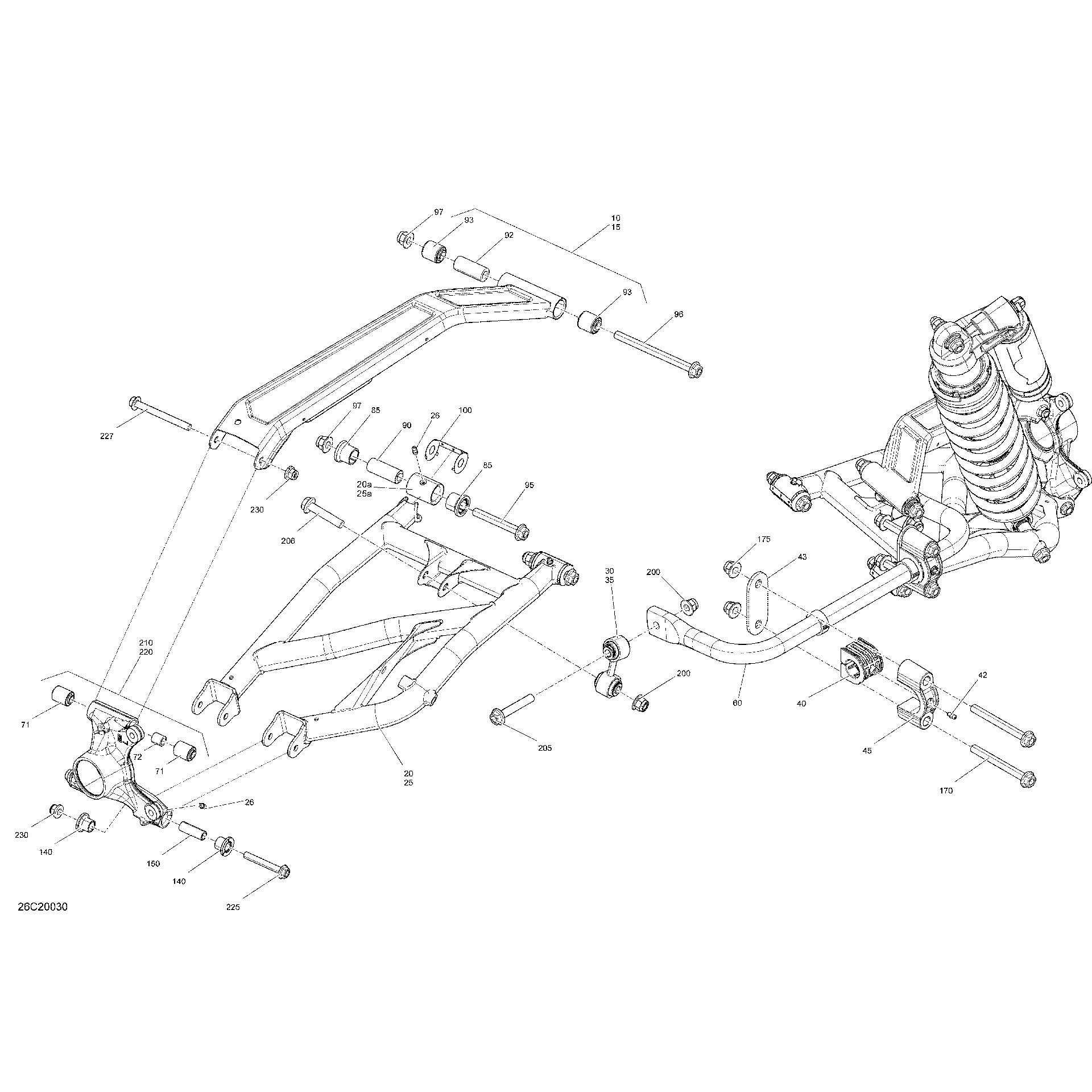 An Image of a Genuine Can-Am Parts Schematic Diagram showing the schematic - REAR SUSPENSION