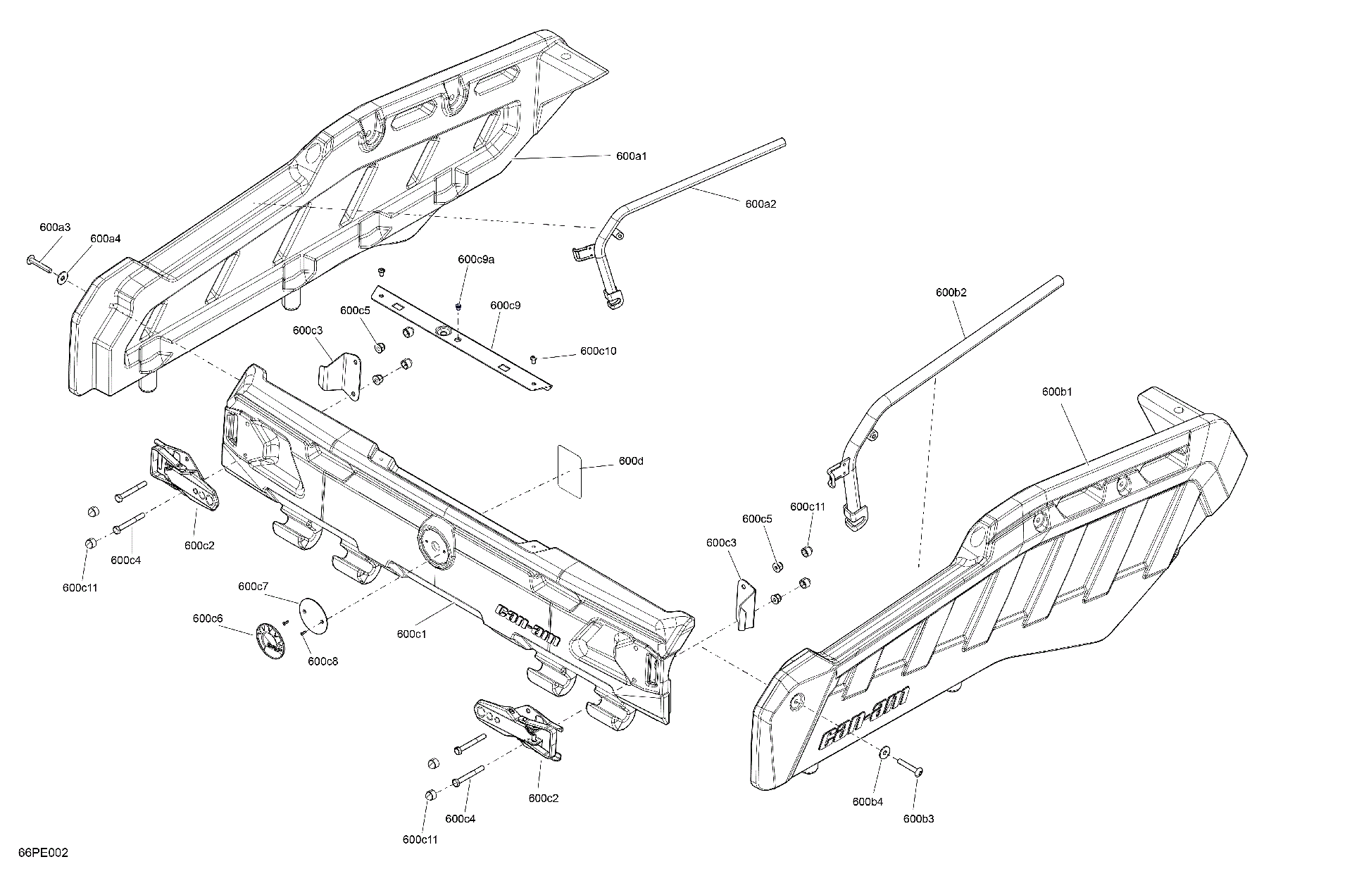 An Image of a Genuine Can-Am Parts Schematic Diagram showing the schematic - BODY - CARGO WALL