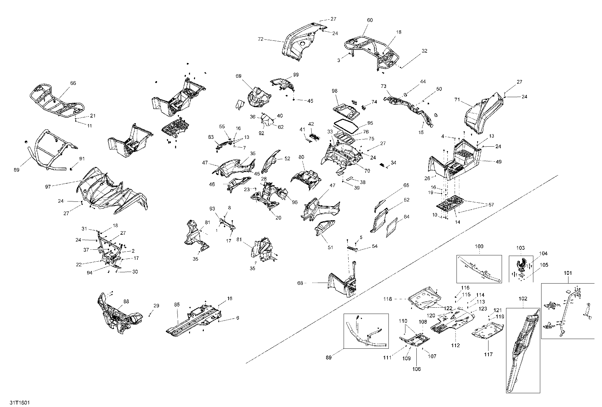 An Image of a Genuine Can-Am Parts Schematic Diagram showing the schematic - BODY AND ACCESSORIES - ALL MODELS