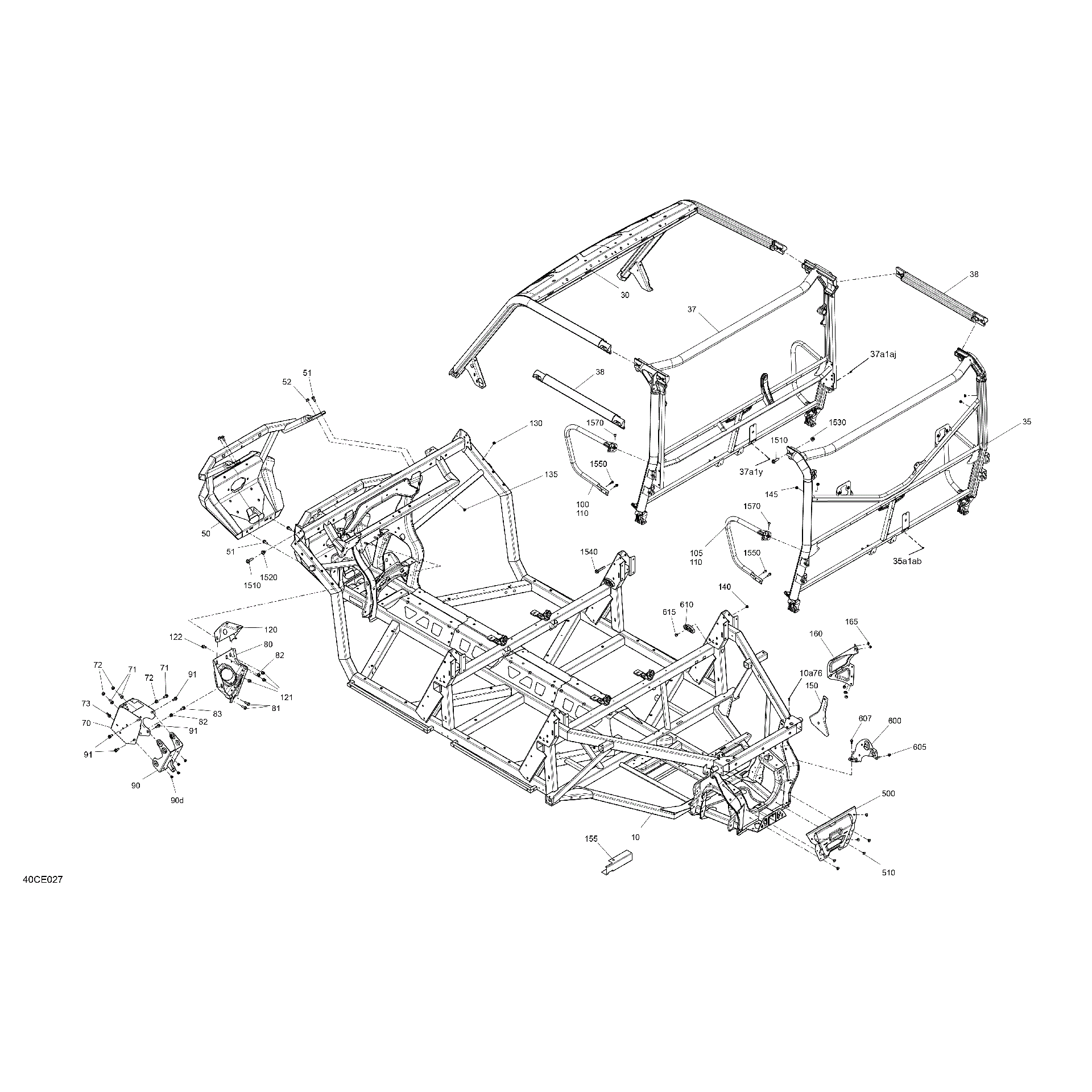 An Image of a Genuine Can-Am Parts Schematic Diagram showing the schematic - FRAME - SYSTEM