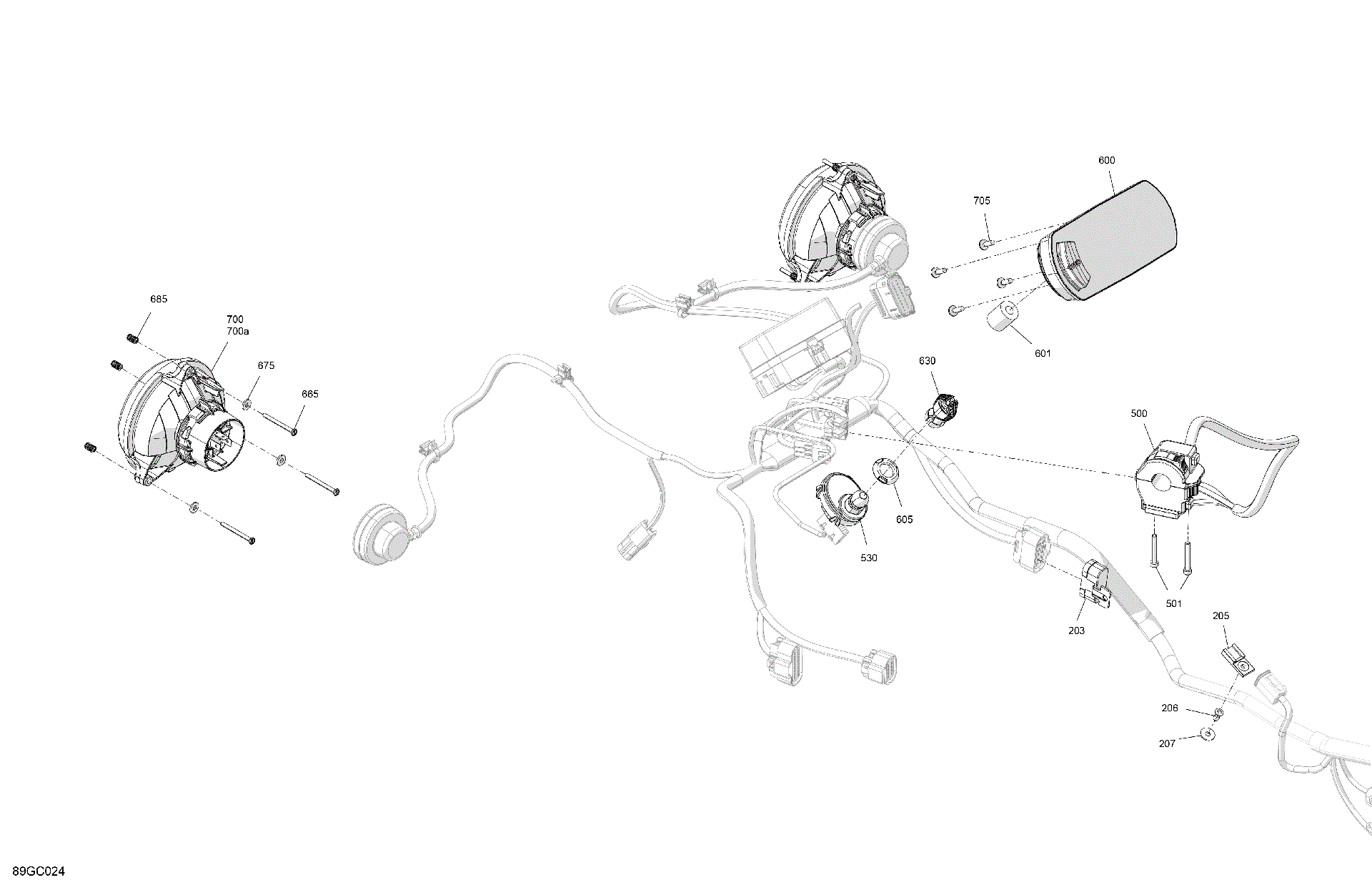 An Image of a Genuine Can-Am Parts Schematic Diagram showing the schematic - ELECTRIC - FRONT SECTION