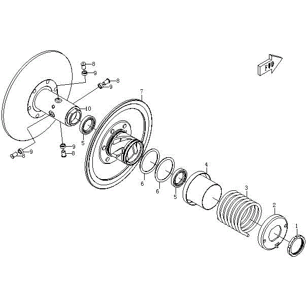 An Image of a Genuine CFMOTO Parts Schematic Diagram showing the schematic - SECONDARY SHEAVE - 2015 CFMOTO ZFORCE 600