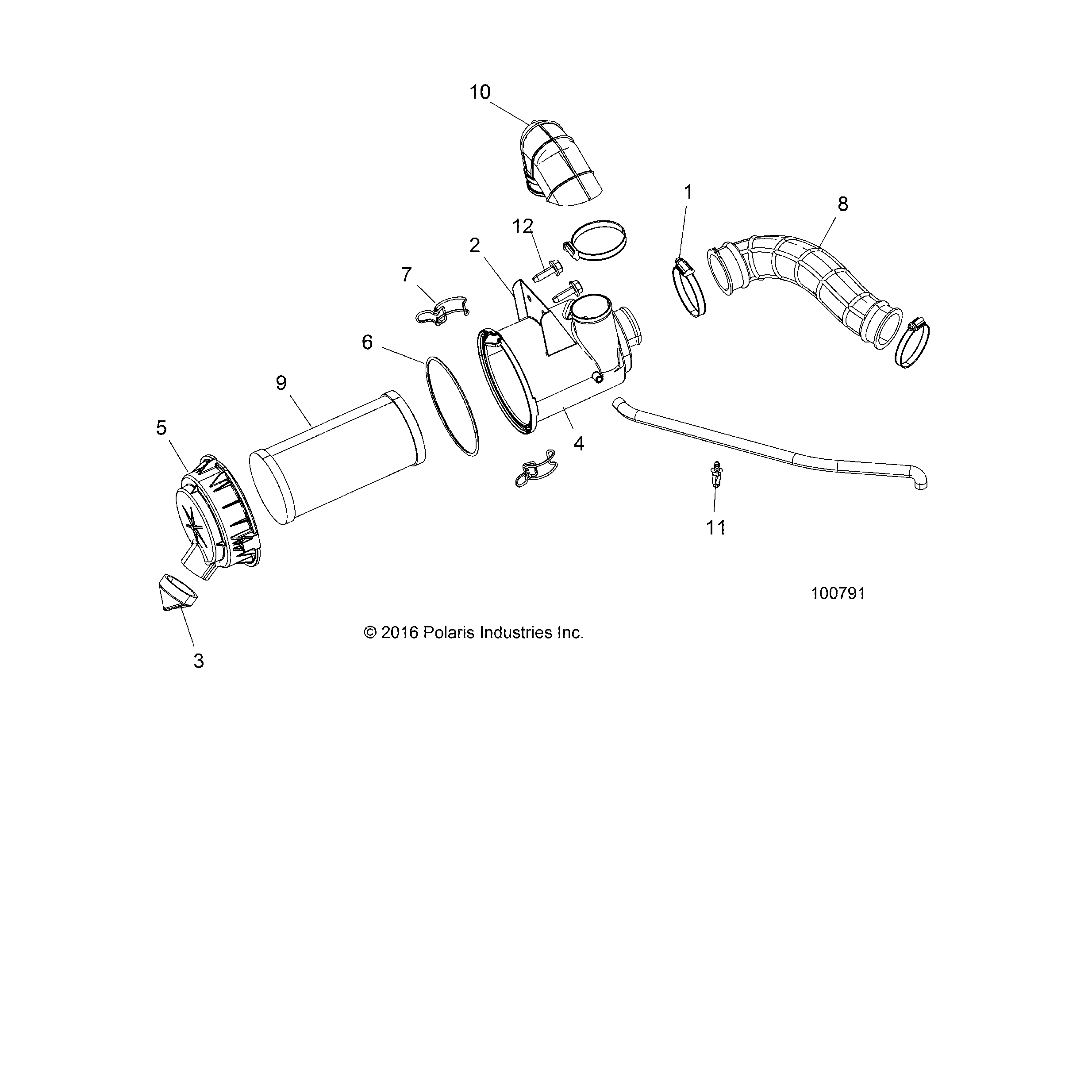 An Image of a Genuine Polaris Parts Schematic Diagram showing the schematic - ENGINE: AIR INTAKE SYSTEM - 2018 POLARIS ACE 150 EFI INDY