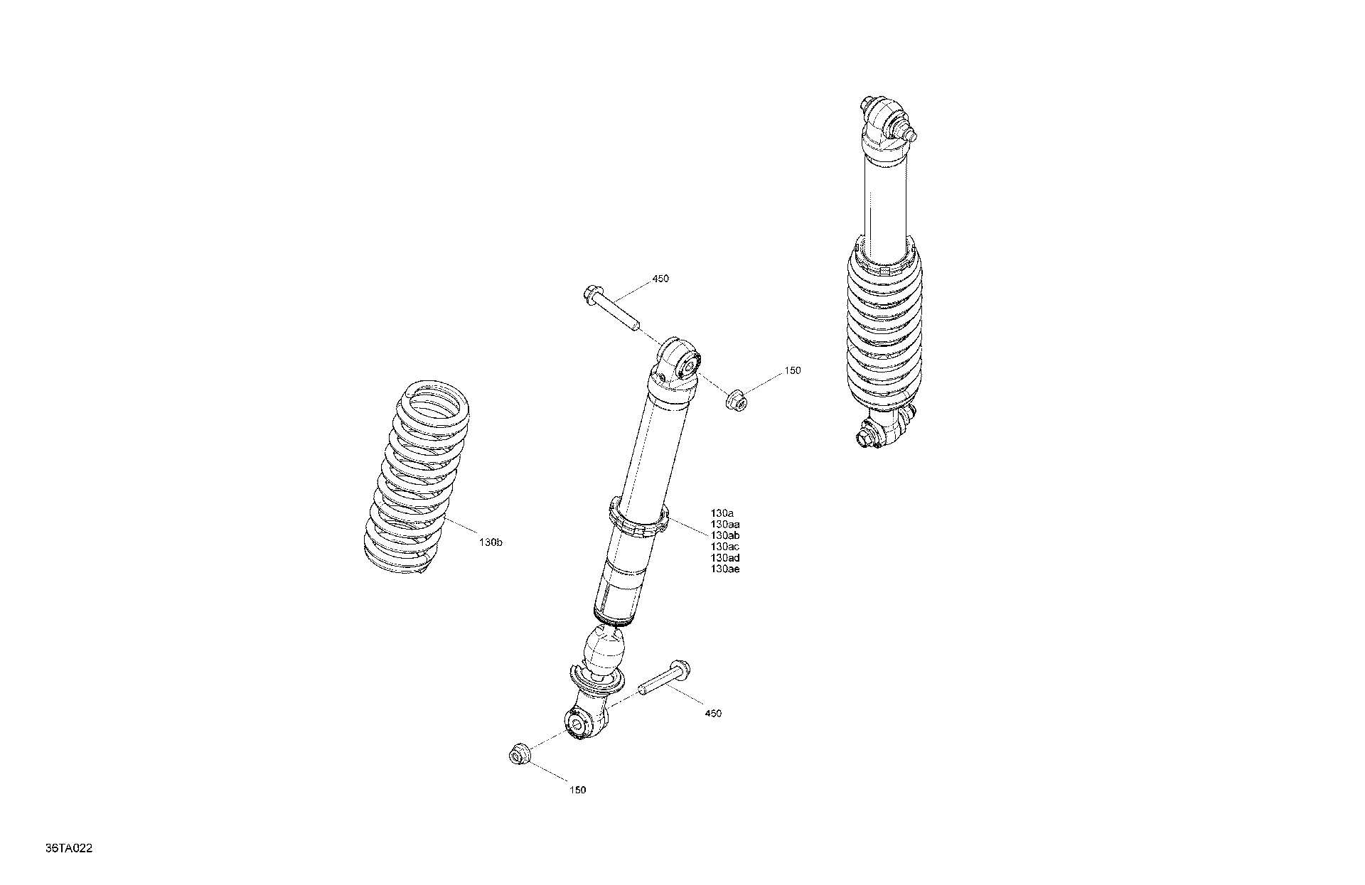An Image of a Genuine Can-Am Parts Schematic Diagram showing the schematic - SUSPENSION - REAR SHOCKS