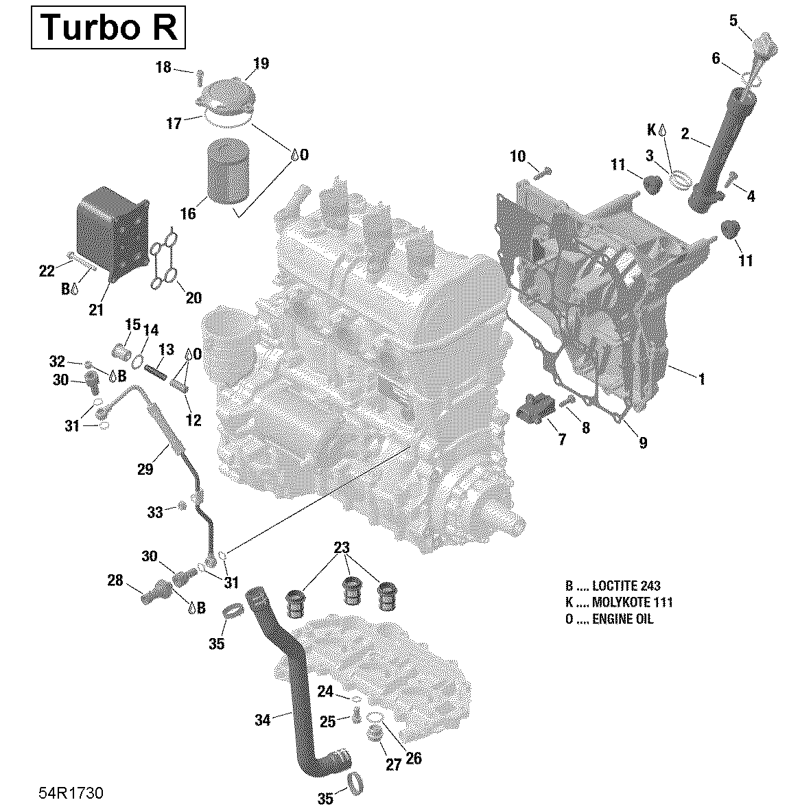 An Image of a Genuine Can-Am Parts Schematic Diagram showing the schematic - ENGINE LUBRICATION