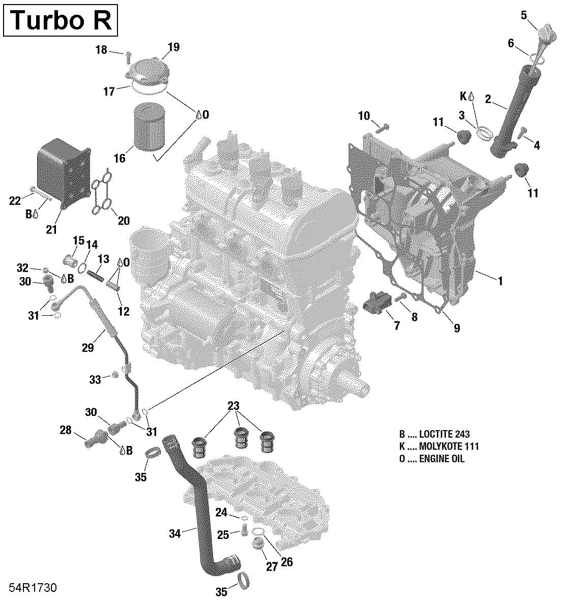An Image of a Genuine Can-Am Parts Schematic Diagram showing the schematic - ENGINE LUBRICATION
