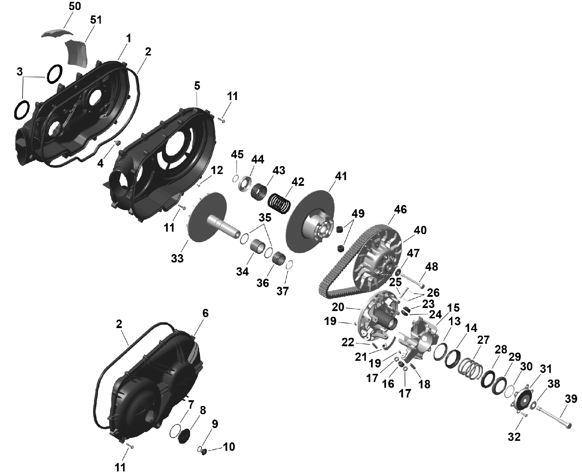 An Image of a Genuine Can-Am Parts Schematic Diagram showing the schematic - ROTAX - CVT