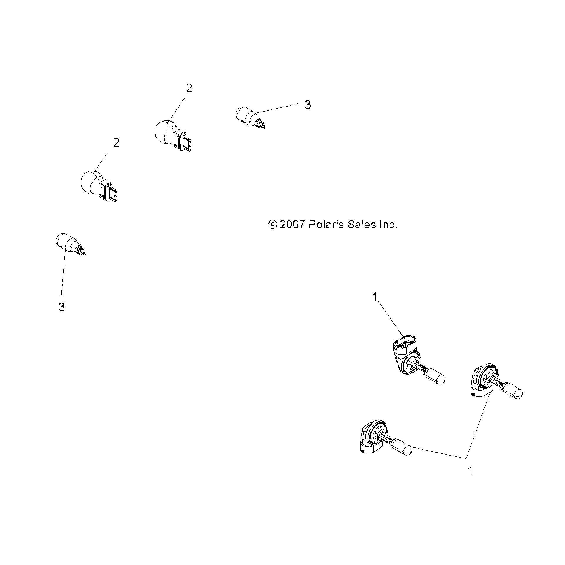 An Image of a Genuine Polaris Parts Schematic Diagram showing the schematic - ELECTRICAL: BULBS - 2020 POLARIS SPORTSMAN 570 HUNTER EDITION