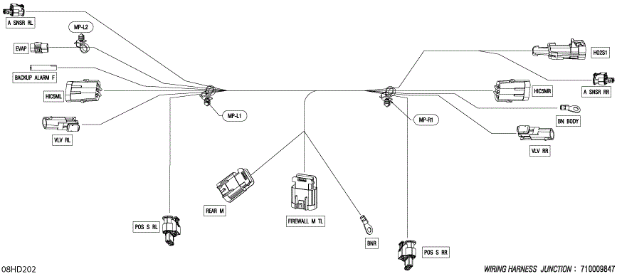 An Image of a Genuine Can-Am Parts Schematic Diagram showing the schematic - ELECTRIC - JUNCTION WIRING HARNESS - 710009847