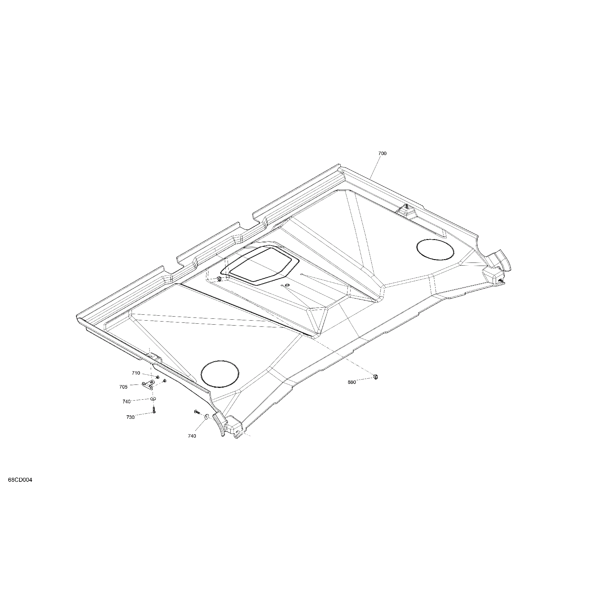 An Image of a Genuine Can-Am Parts Schematic Diagram showing the schematic - ENCLOSURE CAB - ROOF