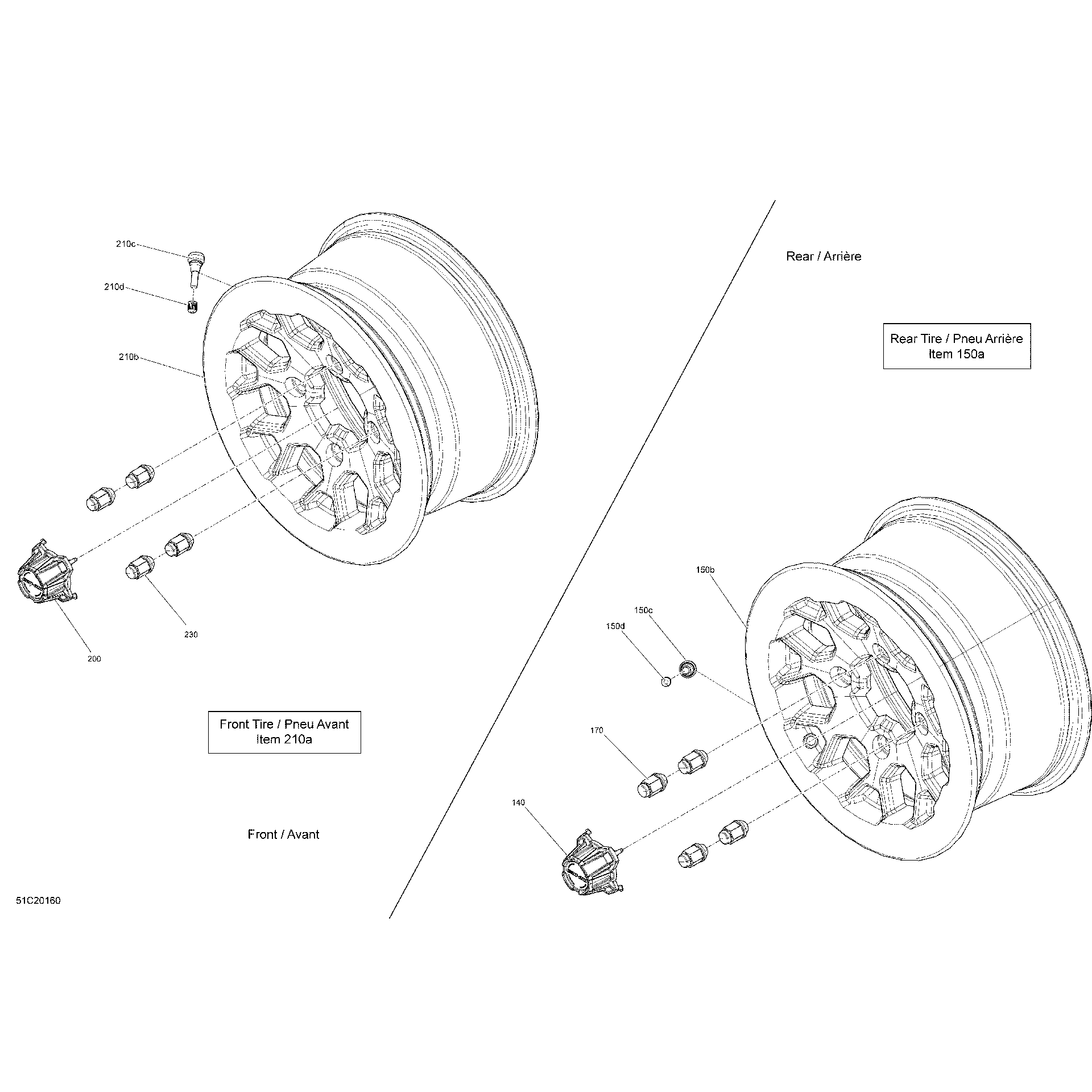 An Image of a Genuine Can-Am Parts Schematic Diagram showing the schematic - WHEELS