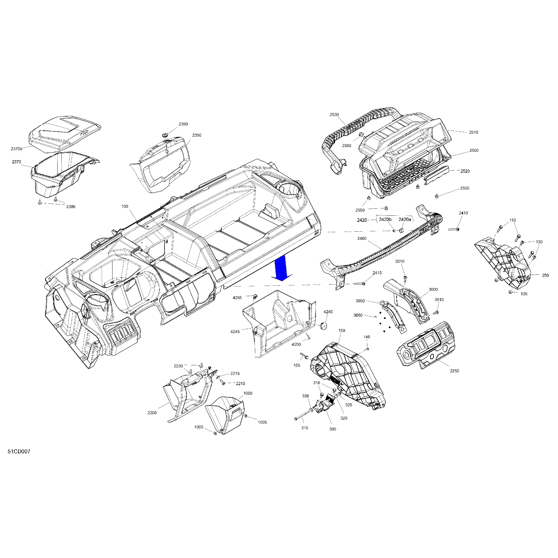 An Image of a Genuine Can-Am Parts Schematic Diagram showing the schematic - CAB INTERIOR - DASHBOARD
