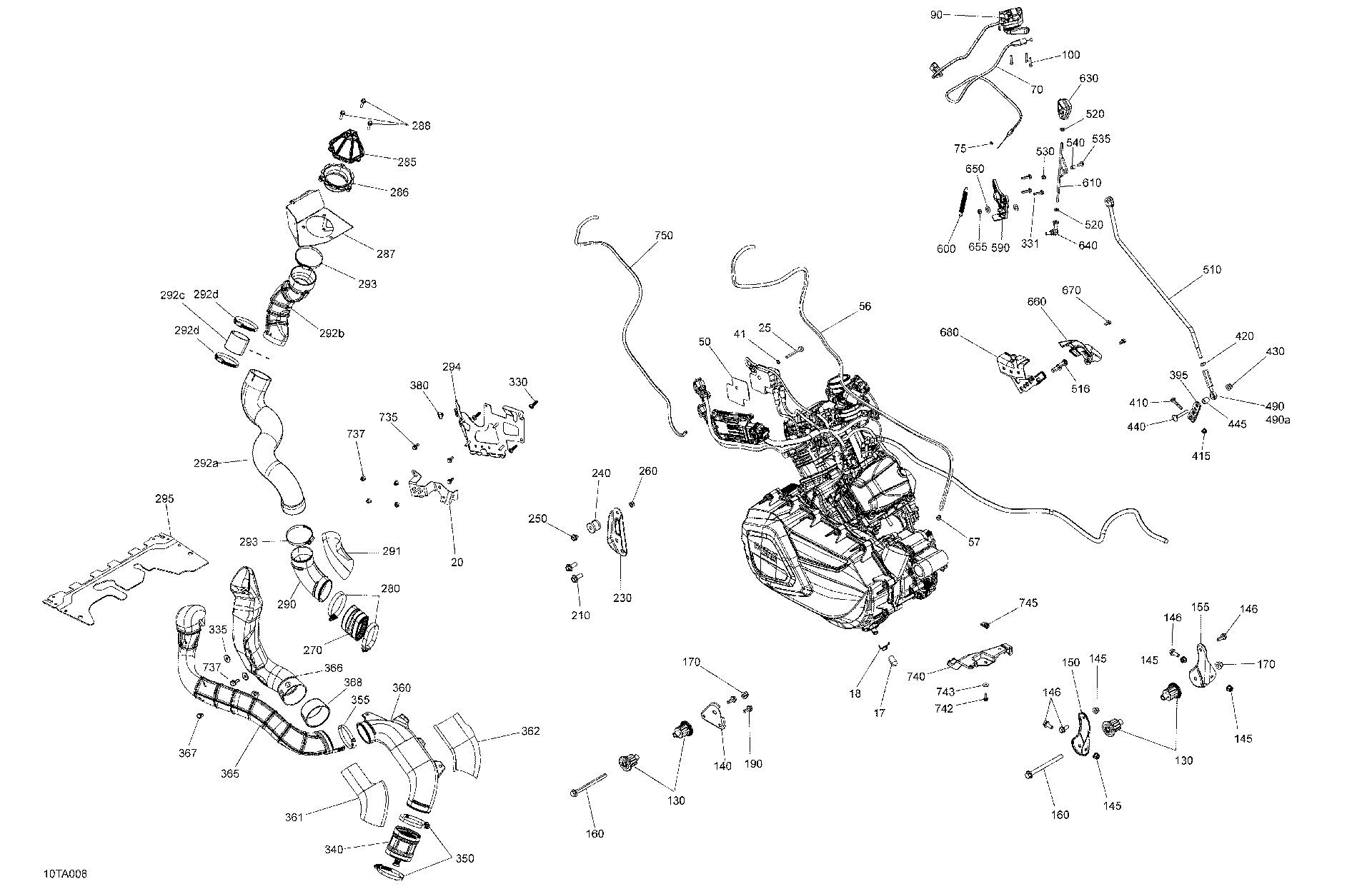 An Image of a Genuine Can-Am Parts Schematic Diagram showing the schematic - ENGINE - SYSTEM