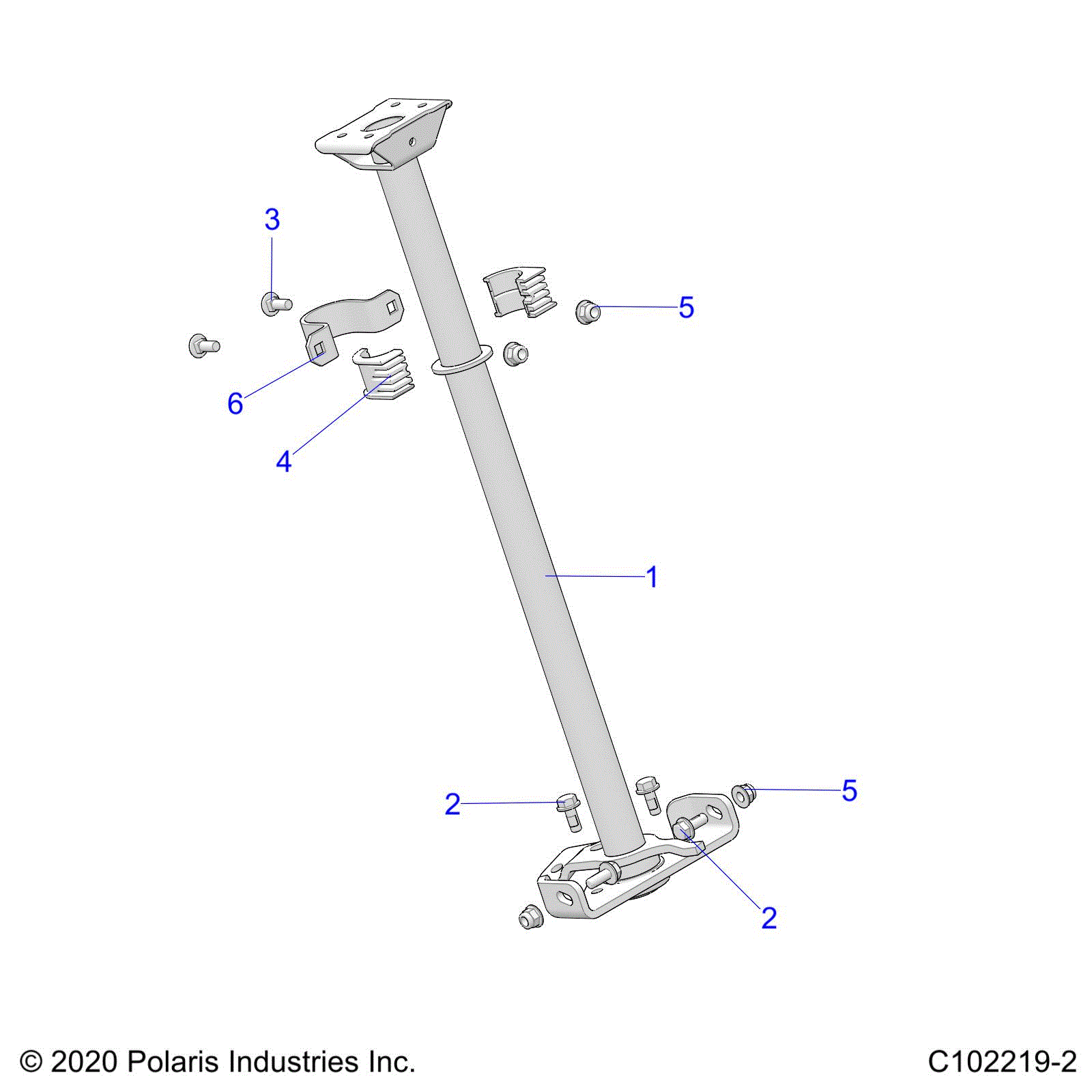 An Image of a Genuine Polaris Parts Schematic Diagram showing the schematic - STEERING: STEERING POST - 2022 POLARIS SCRAMBLER 850 48"