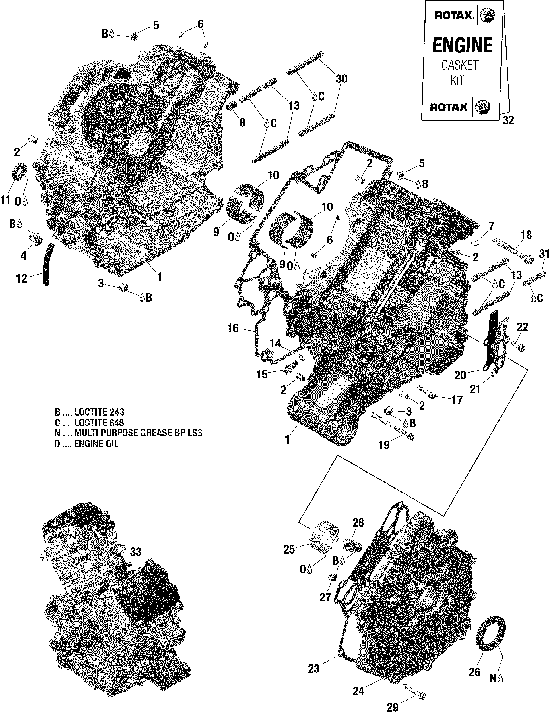 An Image of a Genuine Can-Am Parts Schematic Diagram showing the schematic - CRANKCASE