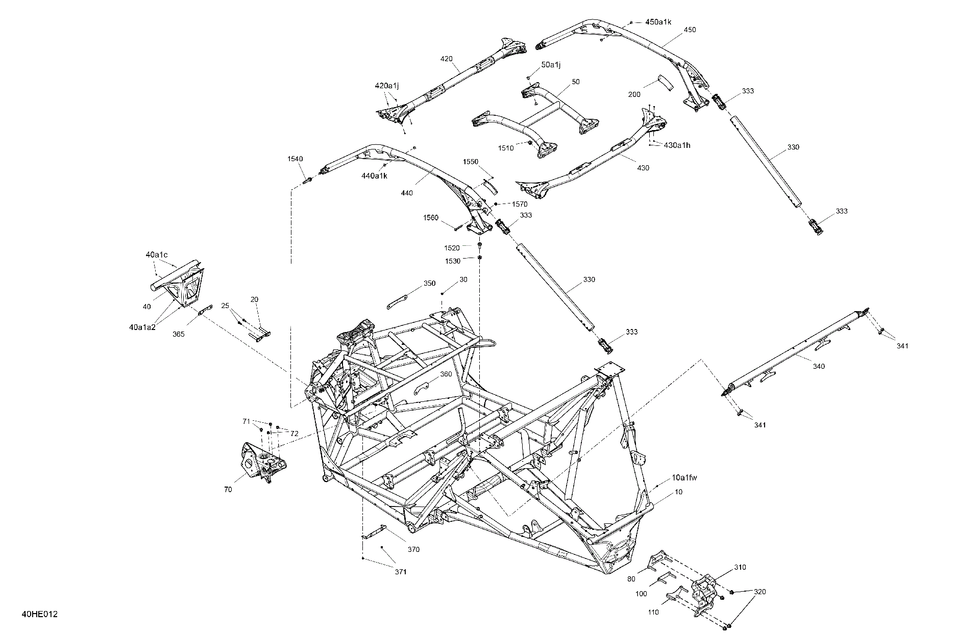 An Image of a Genuine Can-Am Parts Schematic Diagram showing the schematic - FRAME - SYSTEM