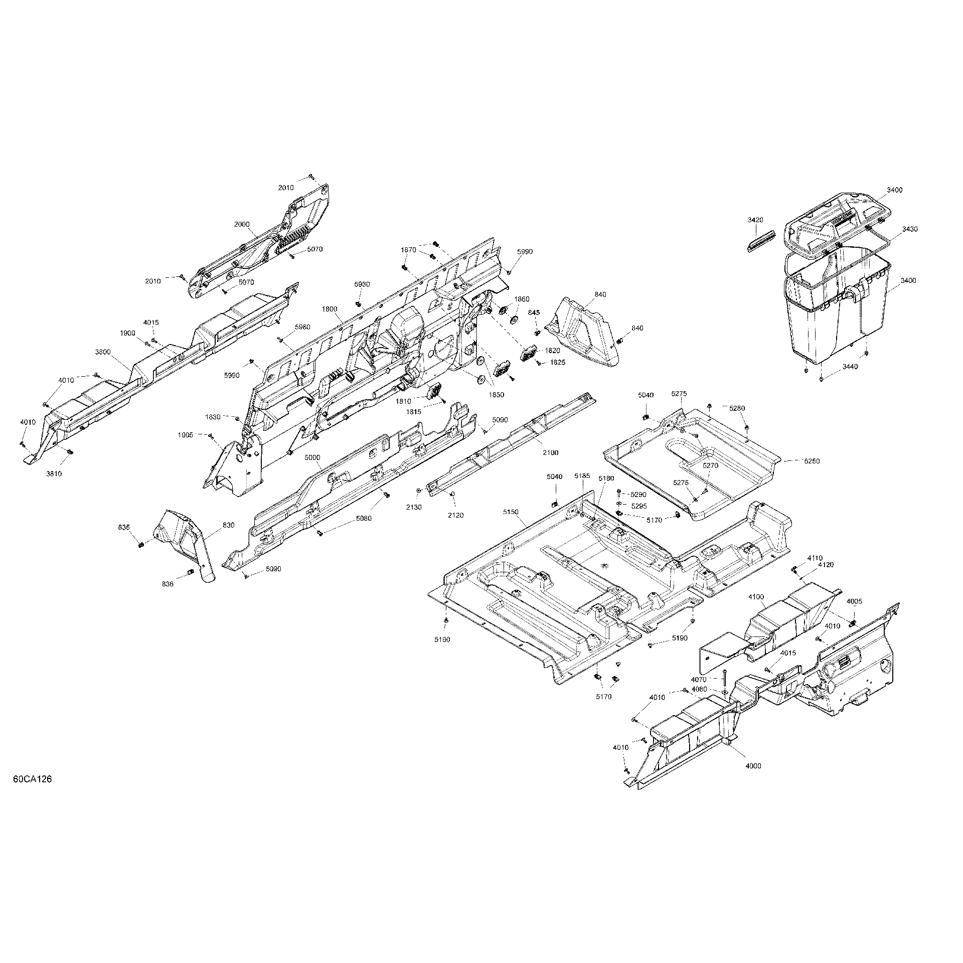 An Image of a Genuine Can-Am Parts Schematic Diagram showing the schematic - CAB INTERIOR - BACK WALL