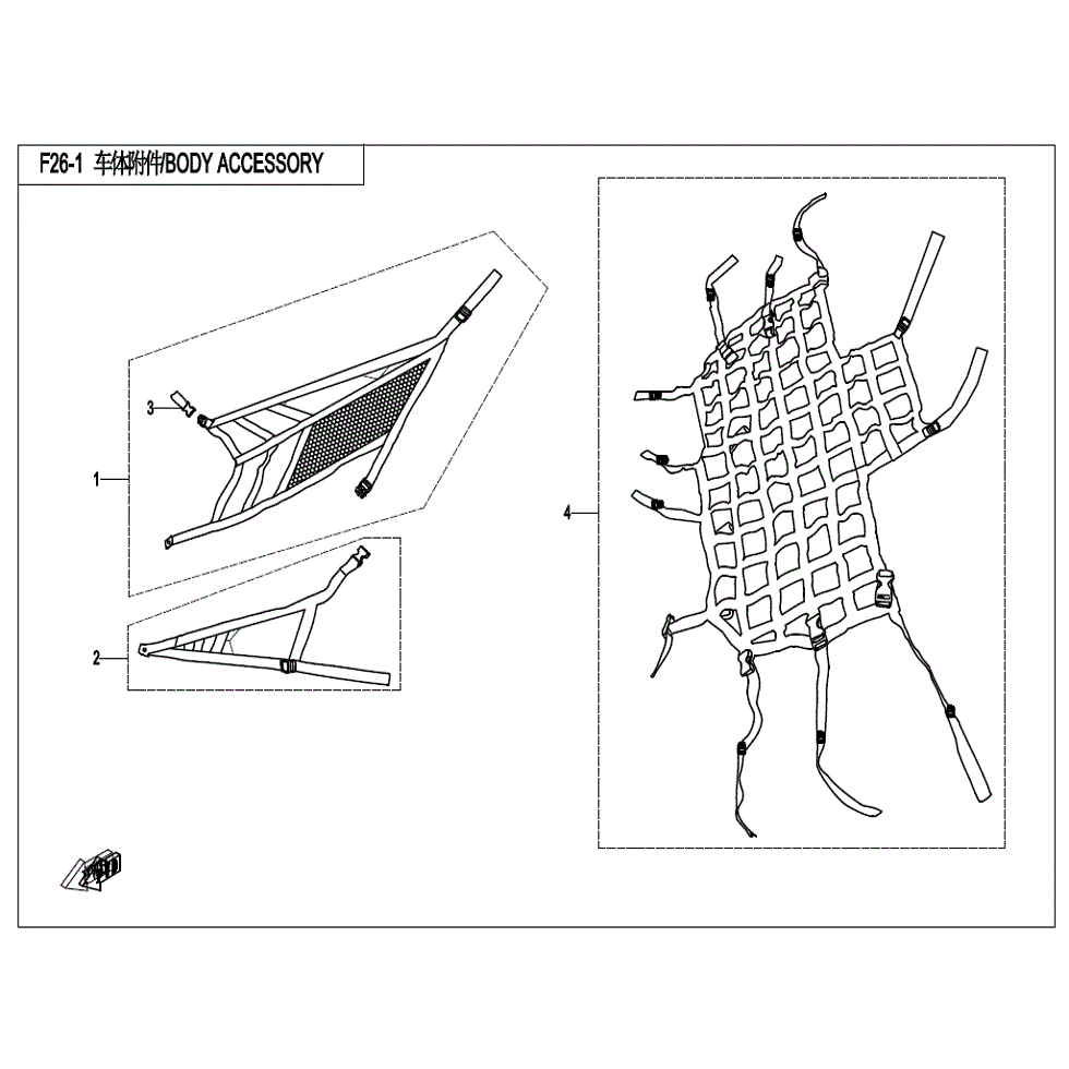 An Image of a Genuine CFMOTO Parts Schematic Diagram showing the schematic - BODY ACCESSORIES - 2022 CFMOTO ZFORCE 800 Trail