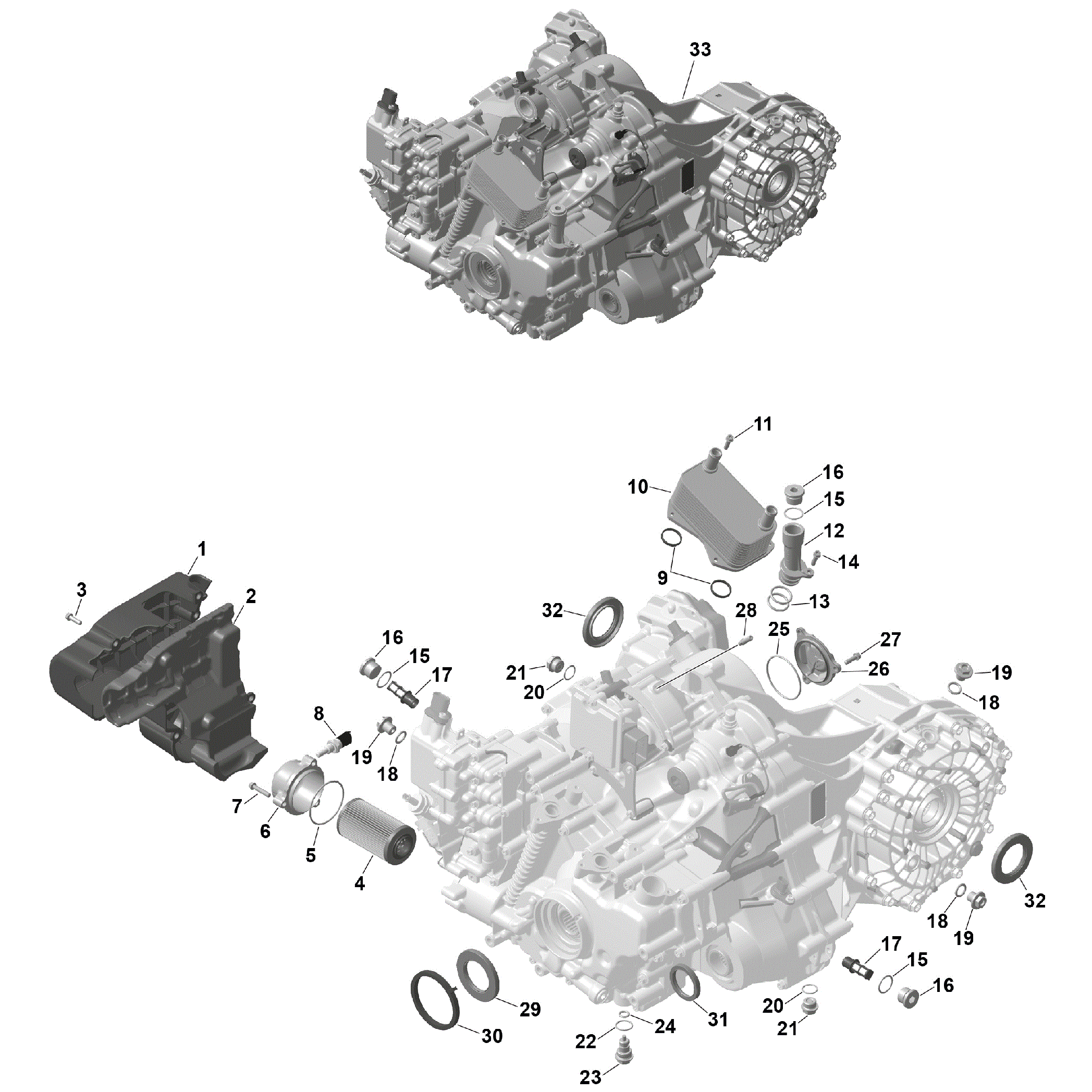 An Image of a Genuine Can-Am Parts Schematic Diagram showing the schematic - ROTAX - GEARBOX AND COMPONENTS