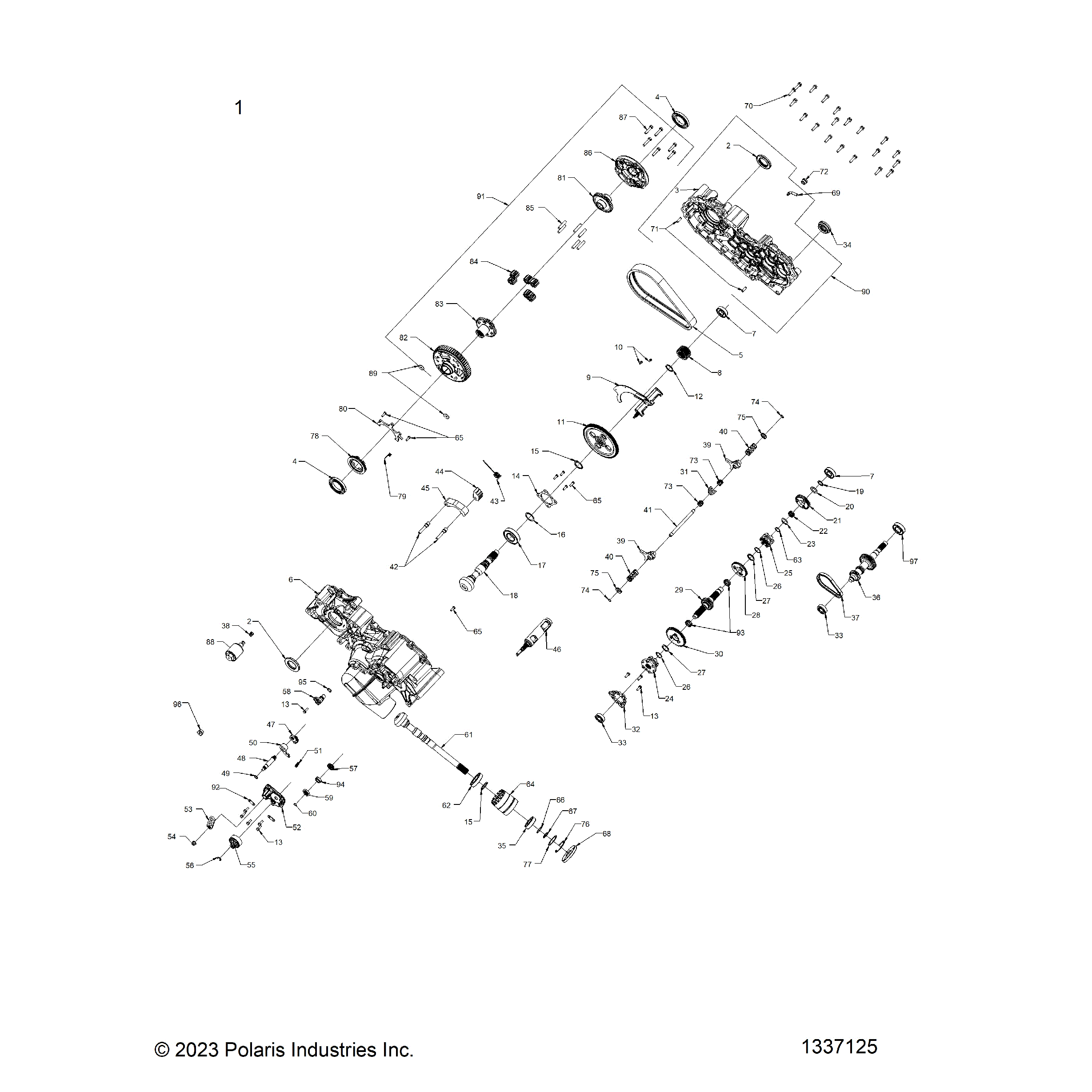 An Image of a Genuine Polaris Parts Schematic Diagram showing the schematic - DRIVE TRAIN: MAIN GEARCASE - 2026 POLARIS SPORTSMAN 570 X2 EPS