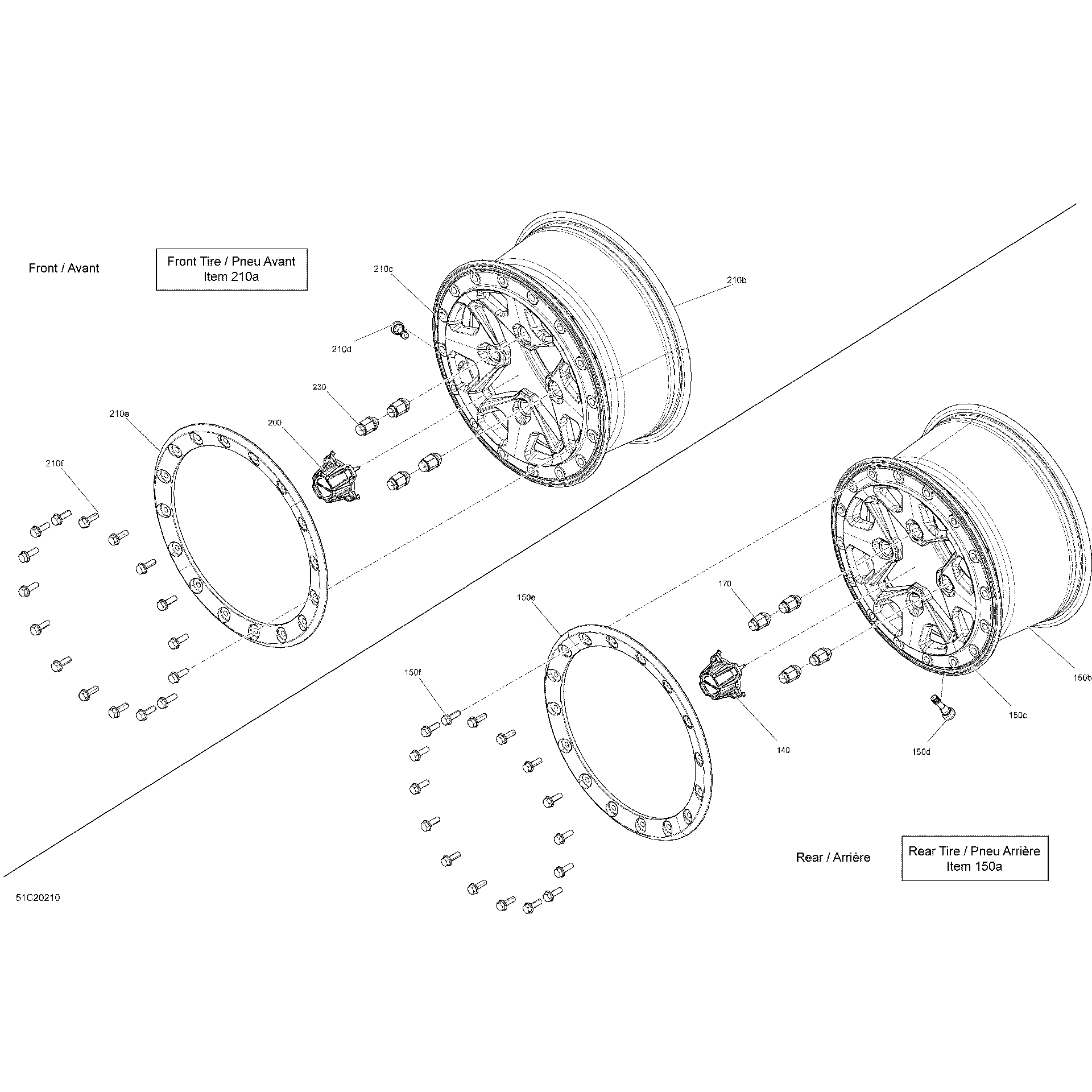 An Image of a Genuine Can-Am Parts Schematic Diagram showing the schematic - WHEELS
