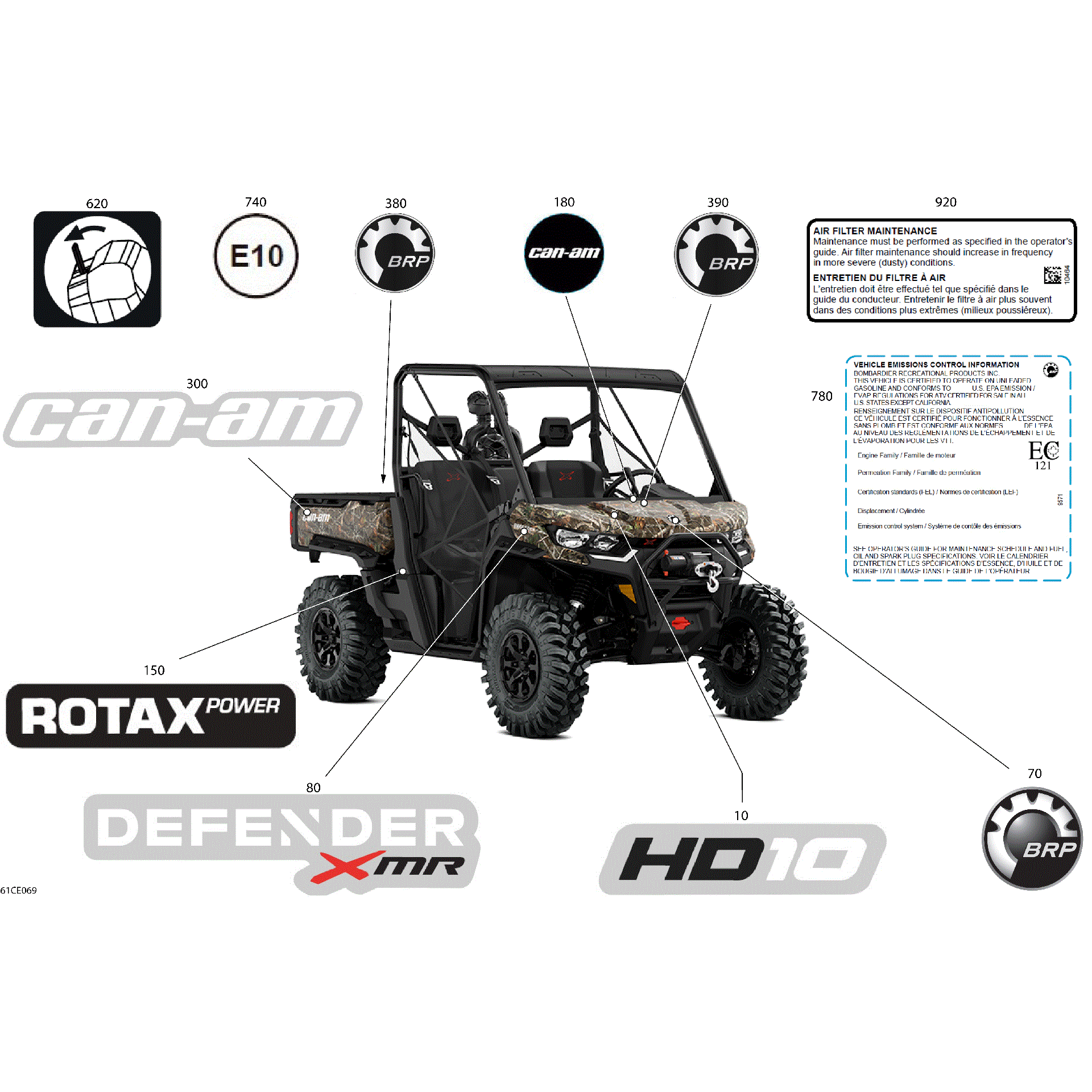 An Image of a Genuine Can-Am Parts Schematic Diagram showing the schematic - BODY - DECALS