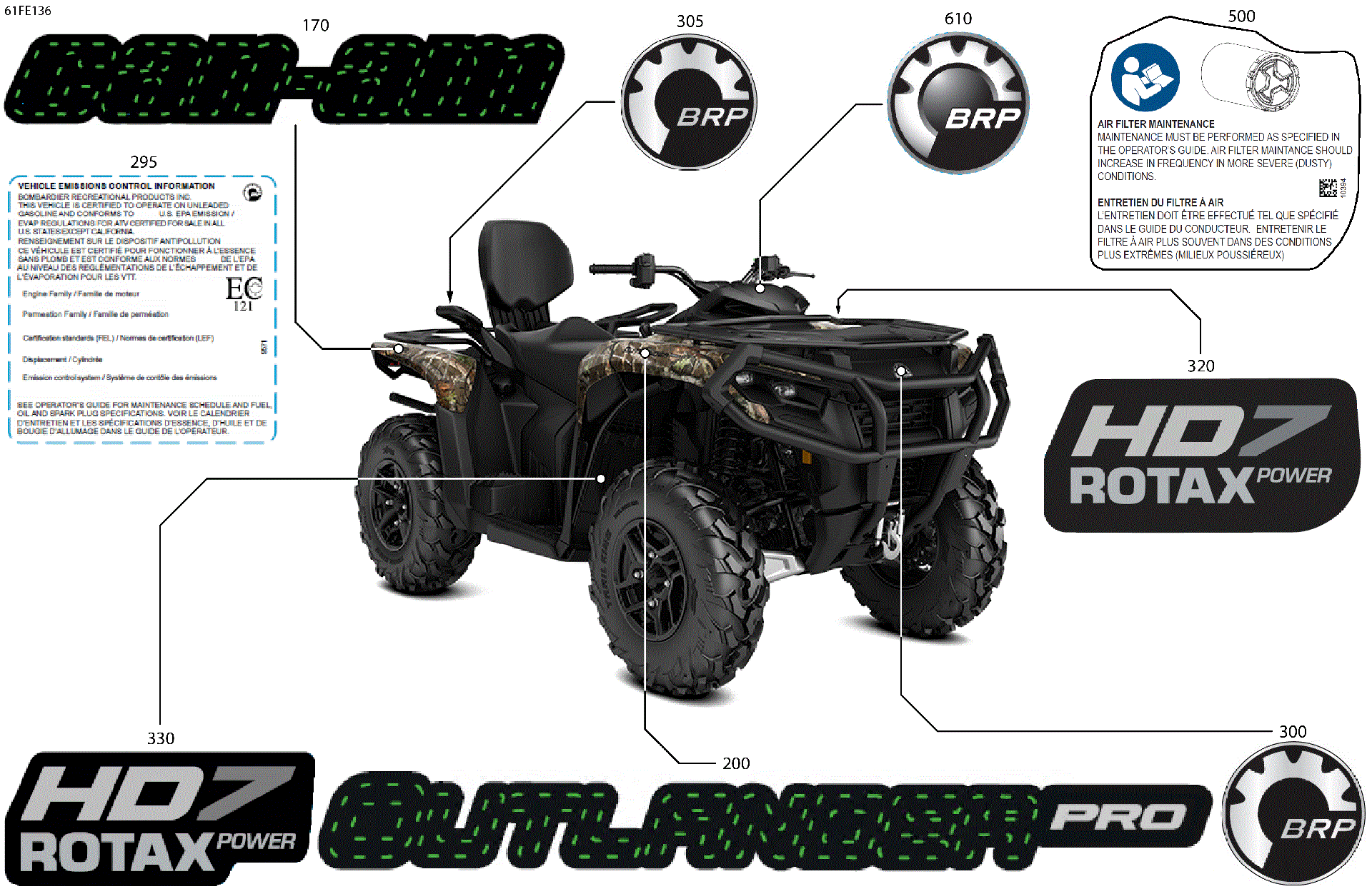 An Image of a Genuine Can-Am Parts Schematic Diagram showing the schematic - BODY - FEATURE DECALS