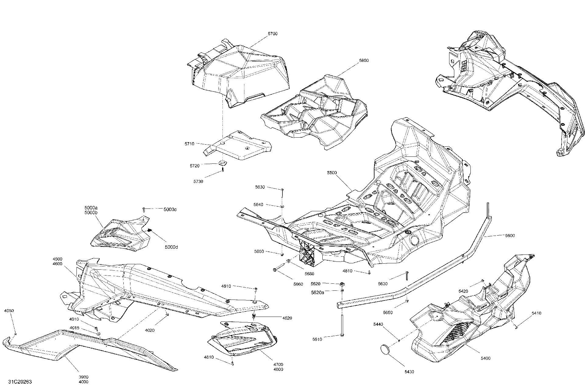 An Image of a Genuine Can-Am Parts Schematic Diagram showing the schematic - BODY - REAR SECTION - X RS - SILVER
