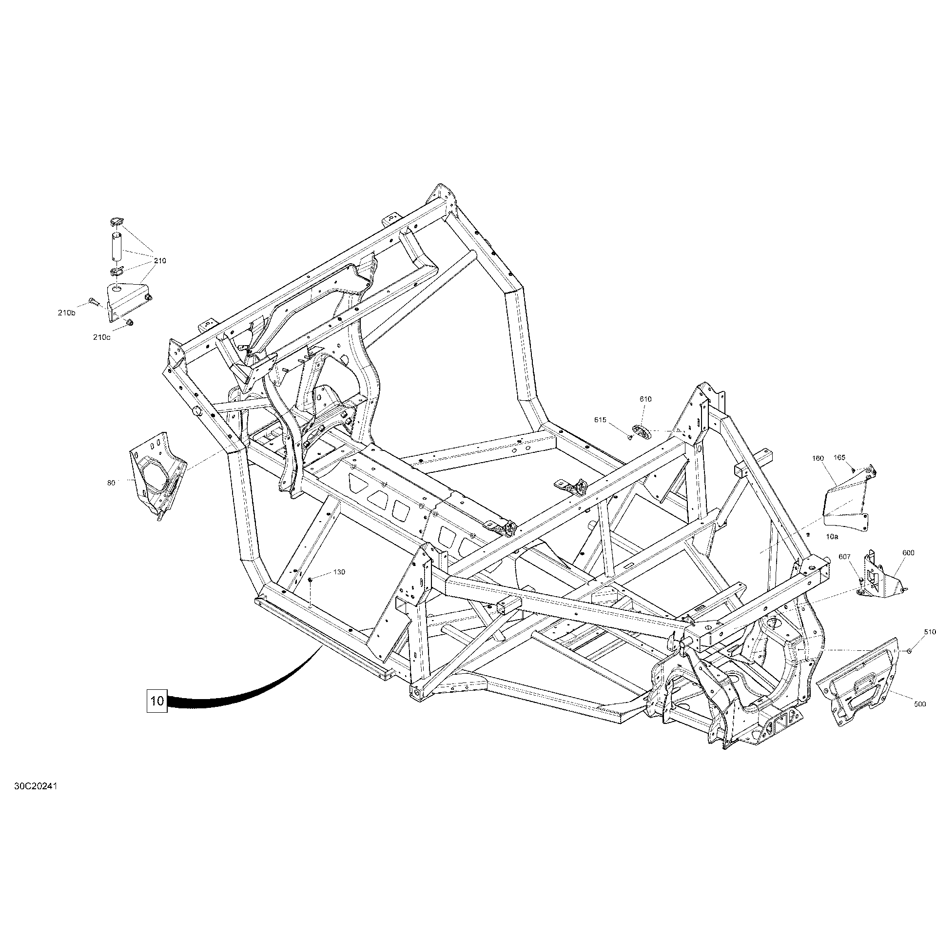 An Image of a Genuine Can-Am Parts Schematic Diagram showing the schematic - FRAME