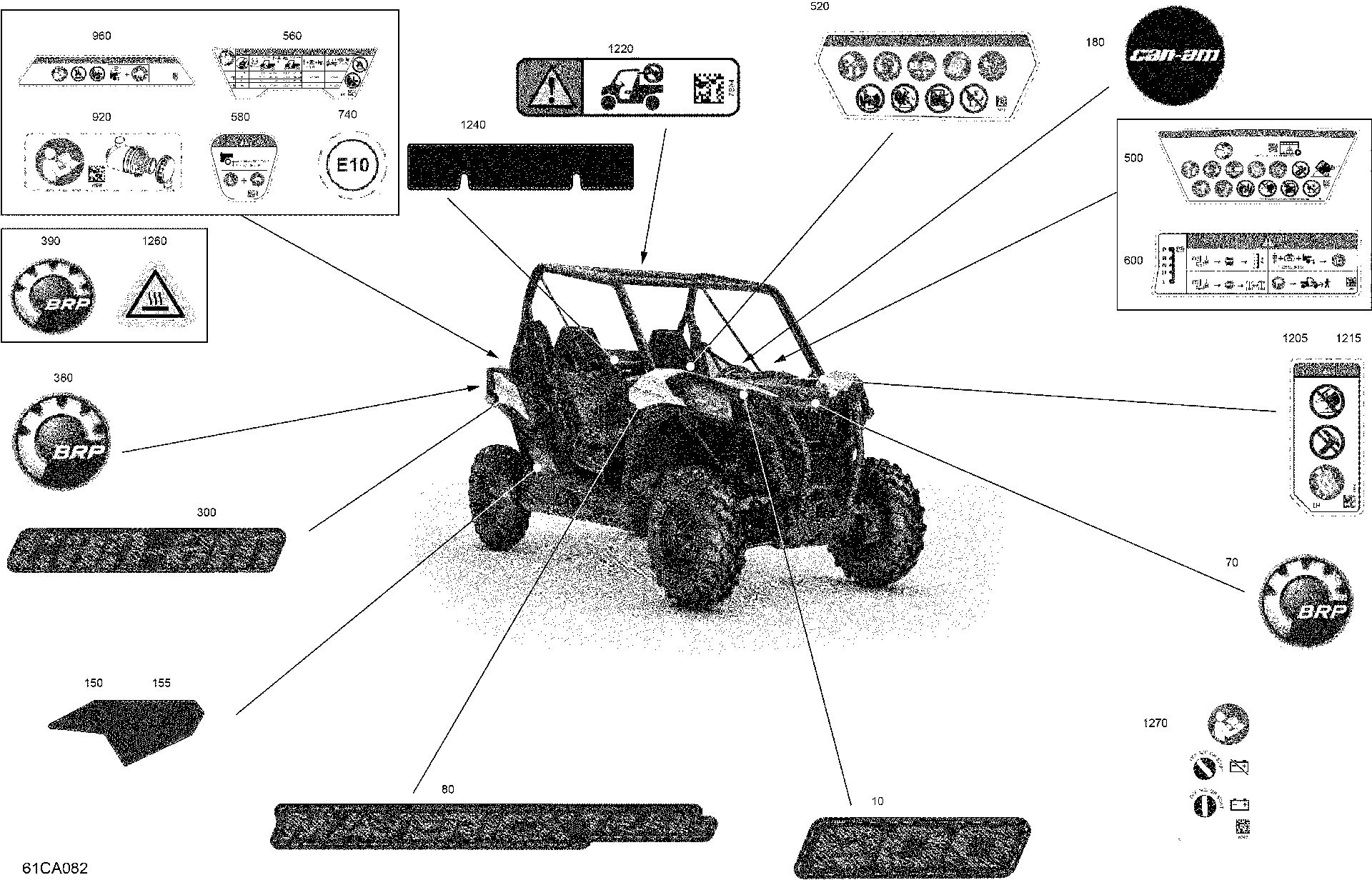An Image of a Genuine Can-Am Parts Schematic Diagram showing the schematic - BODY - DECALS - BASE