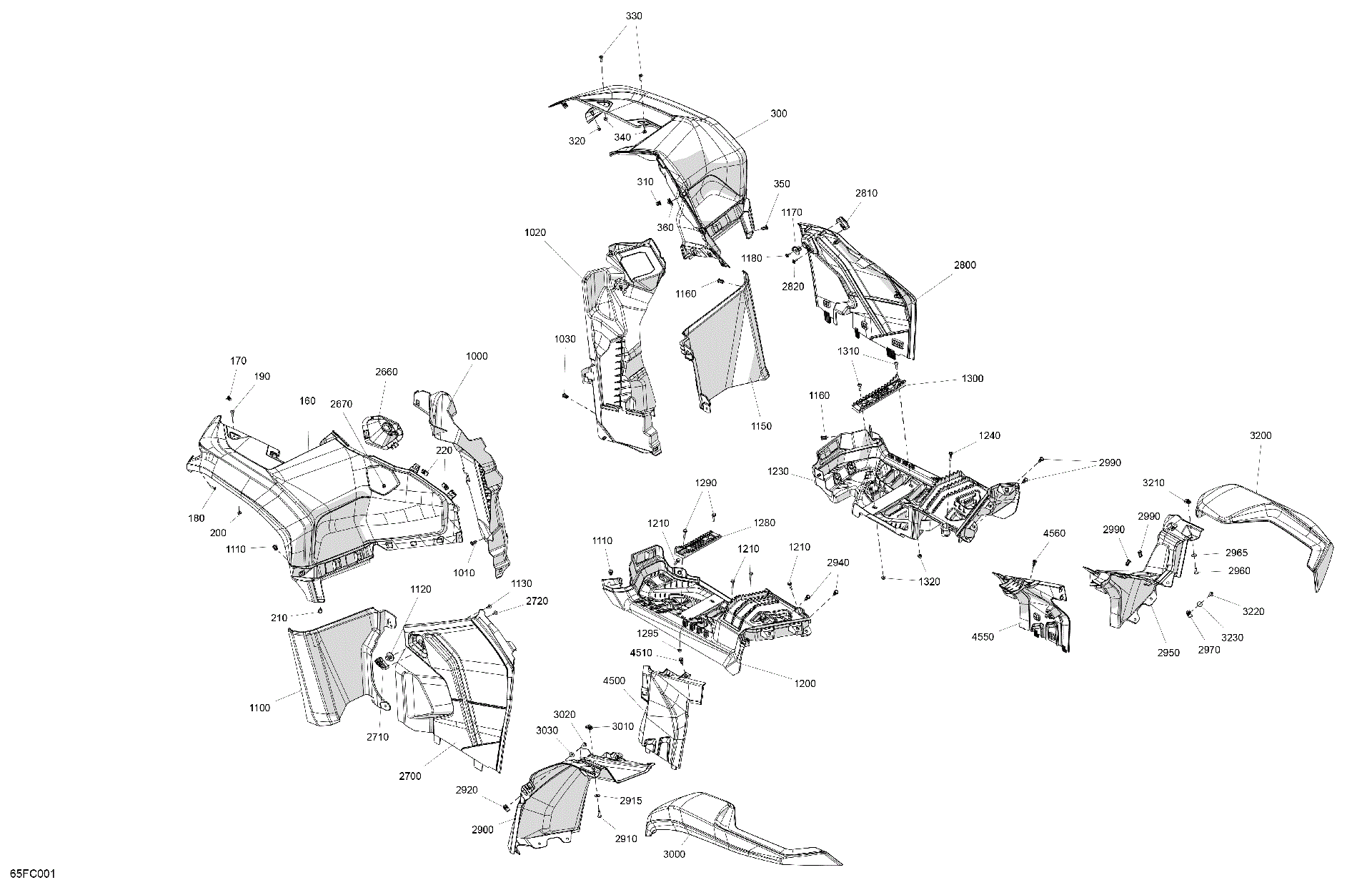 An Image of a Genuine Can-Am Parts Schematic Diagram showing the schematic - BODY - FENDER KIT