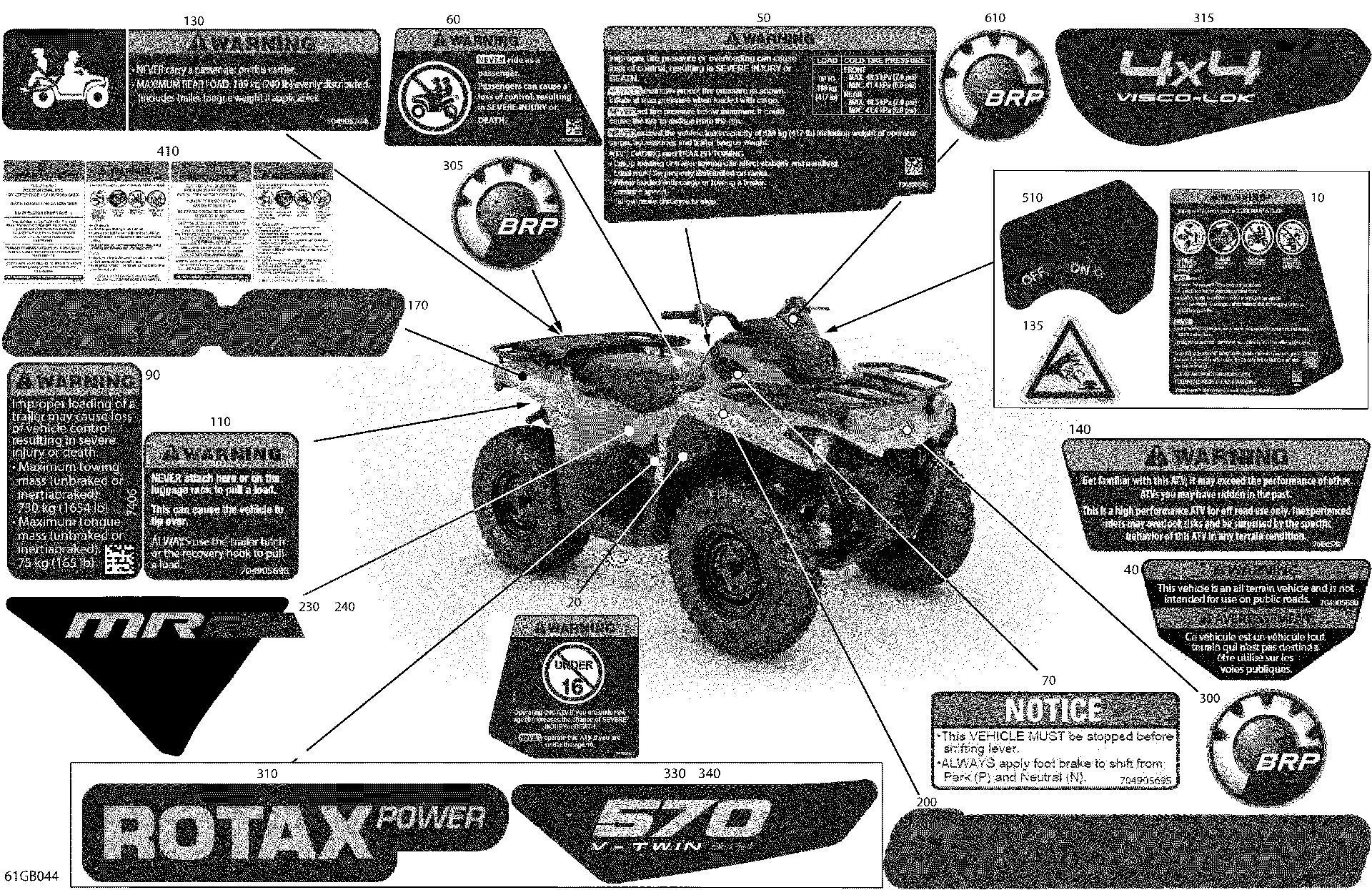 An Image of a Genuine Can-Am Parts Schematic Diagram showing the schematic - BODY - DECALS